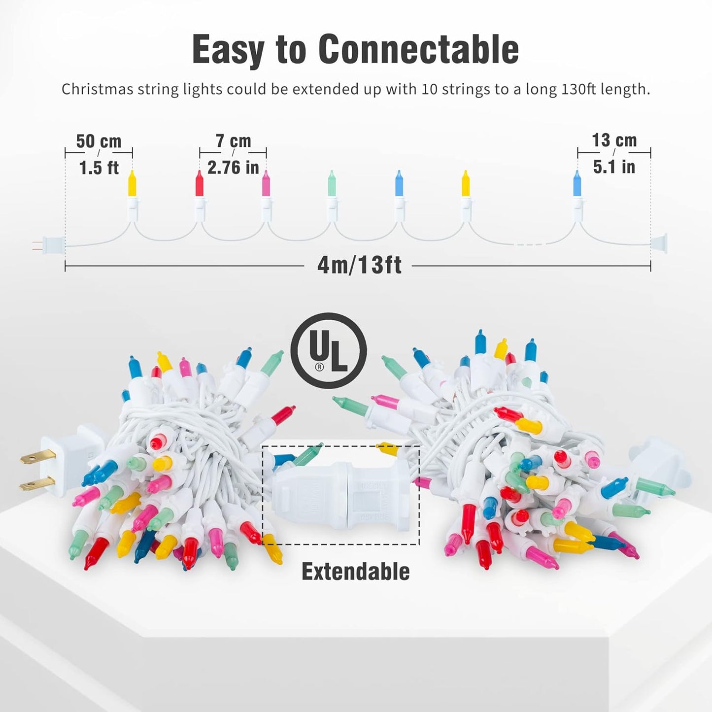 Hopolon 2PACK 50Count Easter String Lights,Christmas Lights Plug in,13FT Incandescent Pastel Mini Light White Wire for Indoor Outdoor Spring Patio Party Yard Garden Bedroom Tree Decor,Multicolor