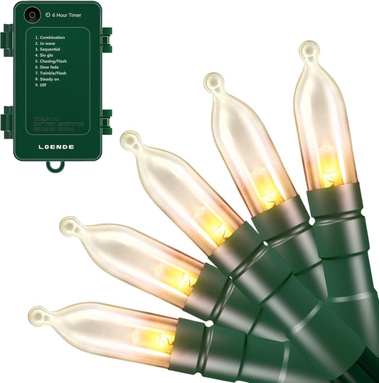 Christmas Lights with Timer Battery Operated String Lights 100 LED 8 Modes String Lights Clear Mini Light Set for Wedding Party Home Garden Wreath, Waterproof, Warm White