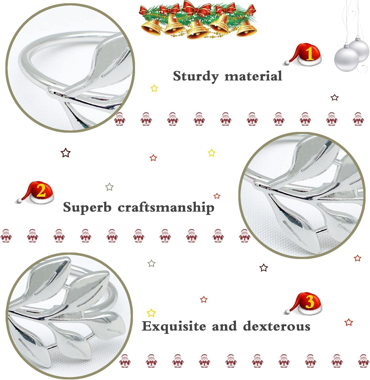 Legigo Sliver Napkin Rings Set of 12, Metal Leaf Napkin Ring Holders for Cloth Napkins, Fall Napkin Ring Buckles Bulk for Wedding Receptions, Christmas Thanksgiving Holiday Party Dinner Table Settings