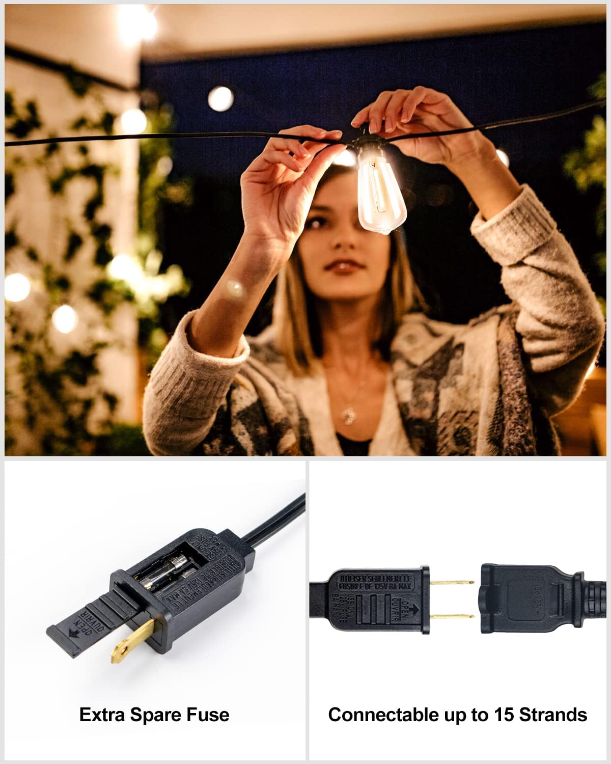 Lightdot 400FT Outdoor String Lights, LED Bistro String Lights with Shatterproof ST38 Bulbs, 2200K Dimmable, Waterproof Hanging Lights for Porch, Party, Garden, Backyard, Balcony - ETL Listed