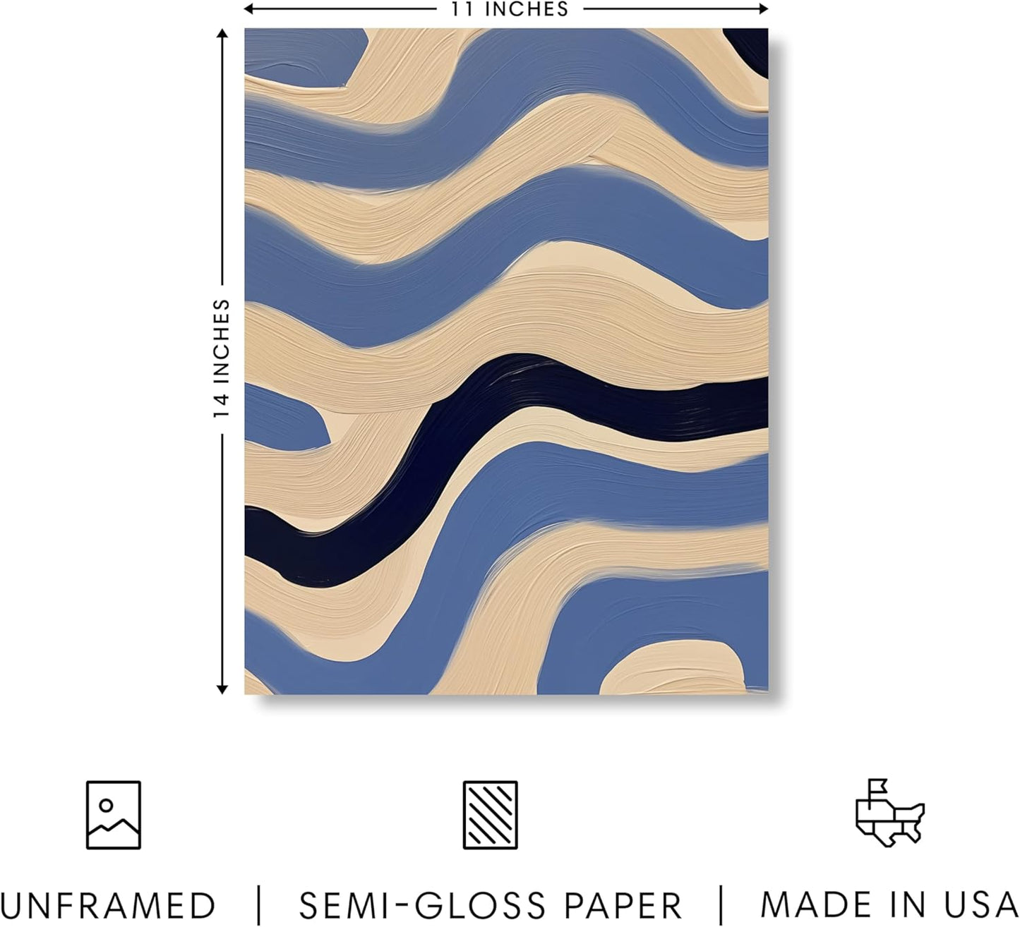 HAUS AND HUES Modern Abstract Wall Art - Blue and Green Living Room Art, Modern Artwork for Walls, Minimalist Picture for Living Room(Blue Abstract Pattern 4, Unframed, 11x14)