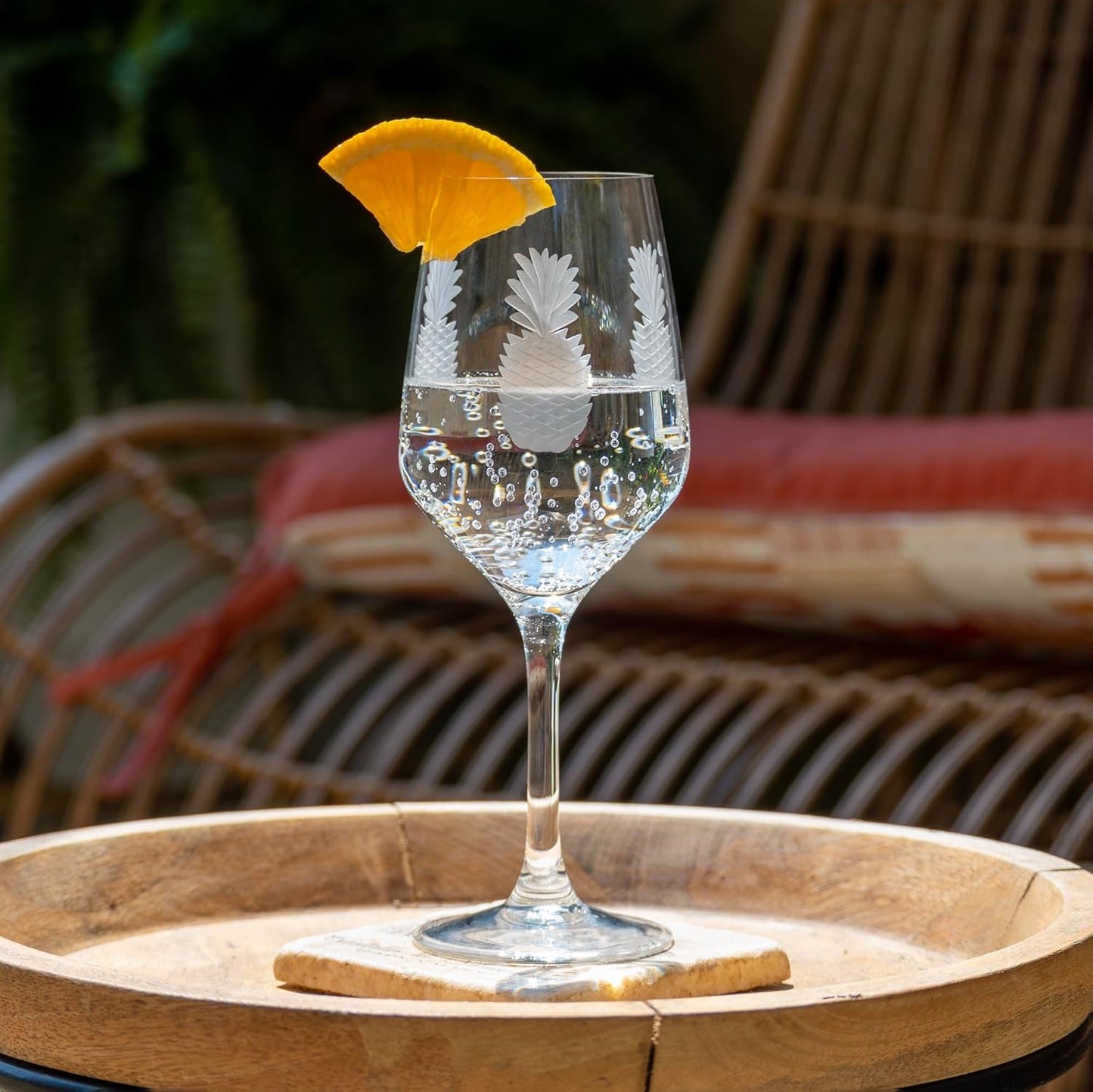 Rolf Glass Fresh Pineapple White Wine Glass | 10.75oz | Lead-Free and Diamond-Wheel Engraved | Engraved in the US | Tropical Glassware with Etched Pineapple Design | Set of 4