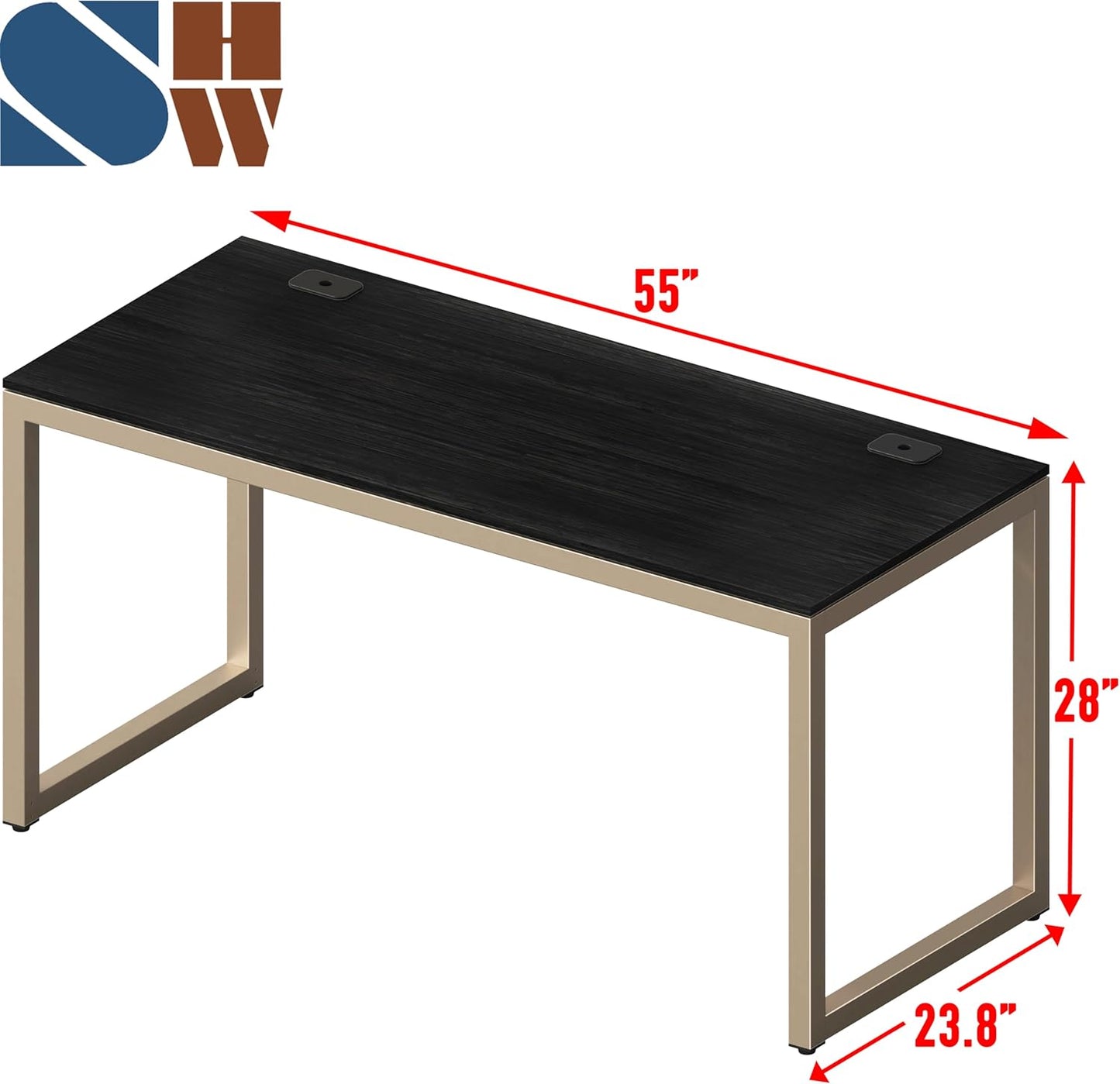 SHW 55-Inch Commercial-Grade Office Computer Desk, Espresso