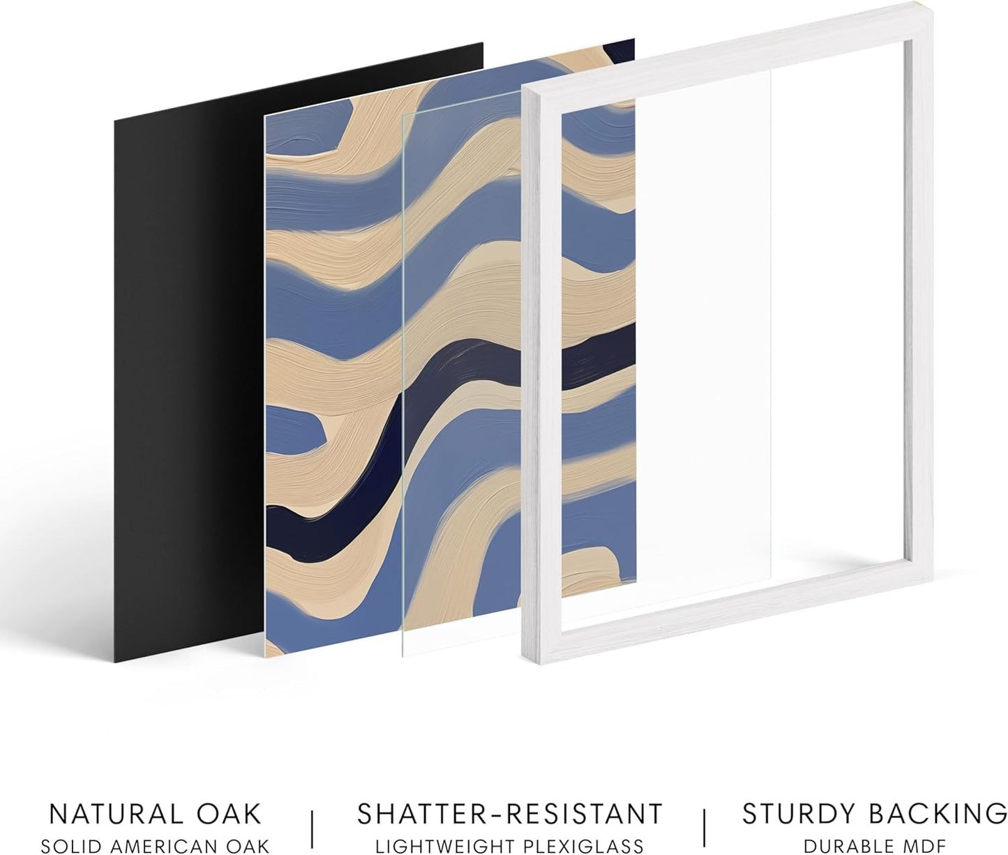 HAUS AND HUES Modern Abstract Wall Art - Blue and Green Living Room Art, Modern Artwork for Walls, Minimalist Picture for Living Room(Blue Abstract Pattern 4, White Frame, 12x16)