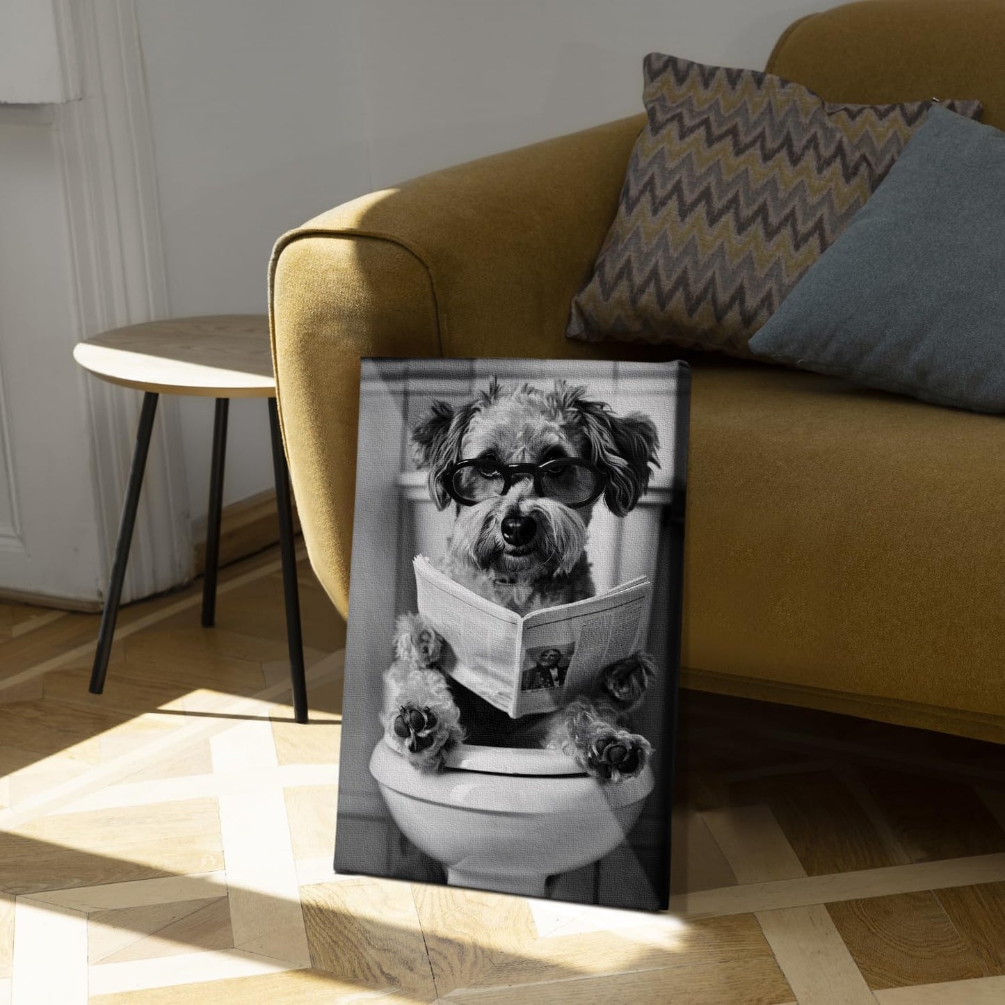 DIHSIEG Inspirational Canvas Wall Art Funny Bathroom Wall Art Print Poster, Frameless Canvas Decor,with Hook, Can be Placed on the Table,Motivational Prints,Dark 12x16 Inch