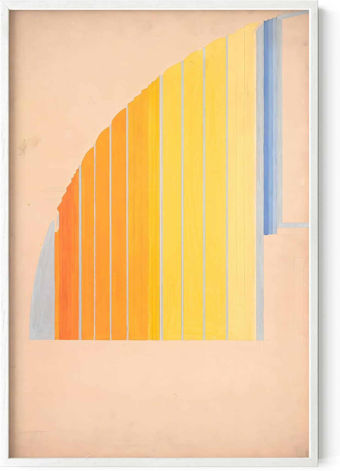 HAUS AND HUES Colorful Abstract Wall Art - Minimalist Retro Picture for Living Room Decor, Red and Pink Modern Wall Art Painting (Winold Reiss, White Frame, 24x36)