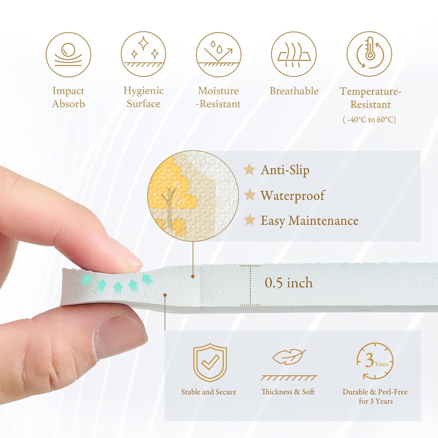 PopsyKosy Premium Baby Foam Play Mats - Stylish Floor & Exercise Puzzle Mat for Toddlers and Kids- 6 Soft, Non-Toxic, Odorless, Peel-Resistant Foam Tiles - 6ft x 4ft - 0.5” inch Thick, Warm Beige