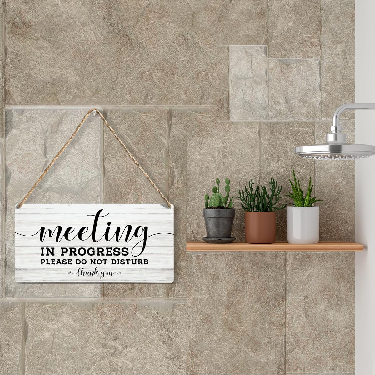 Meeting In Progress Sign, Office Door Hanger, Office Door Do Not Disturb Sign, Wooden Hanging Plaque 12 x 6 Inch, For Office Bedroom Living Room Home Decor Gifts