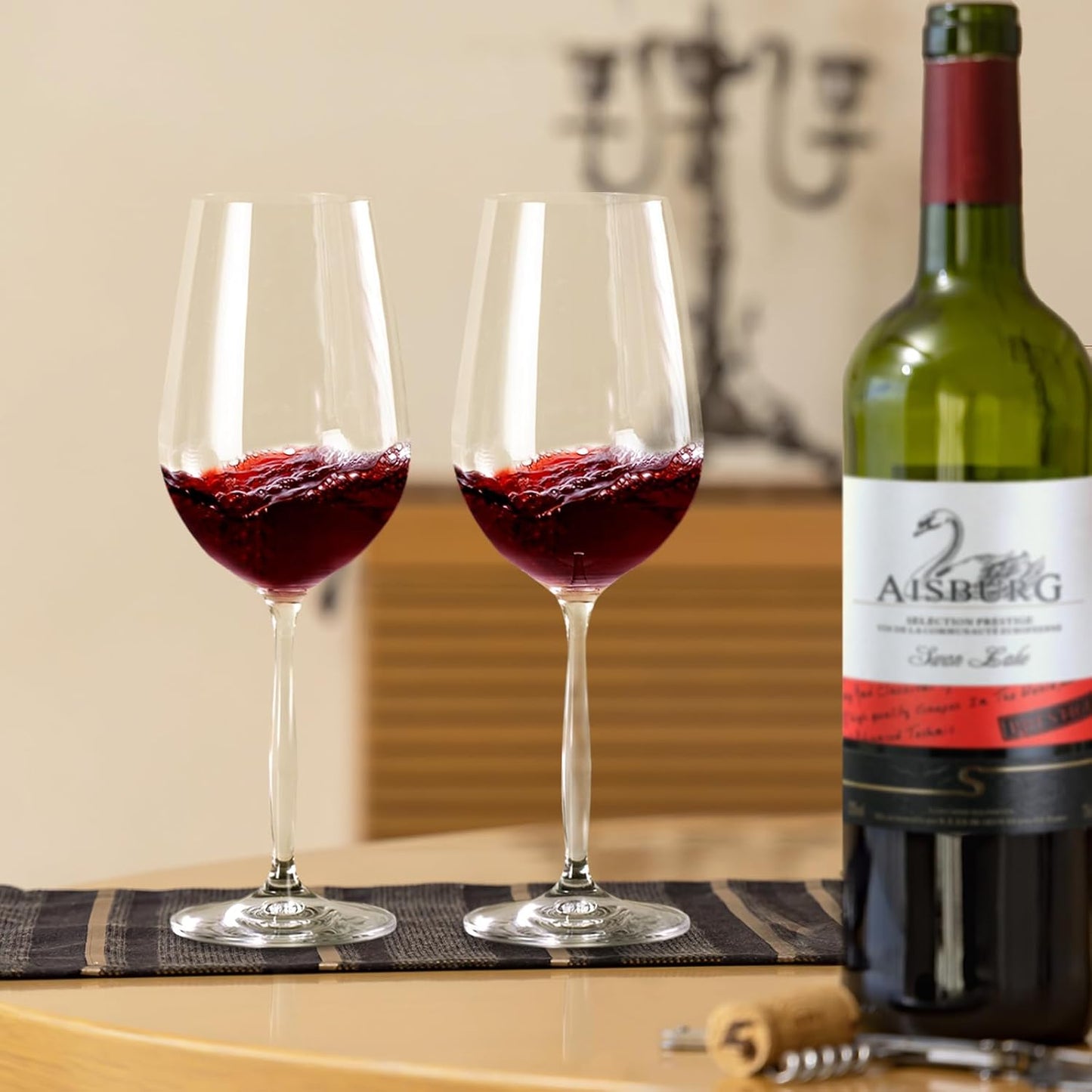 KAMMAK Wine Glasses Set of 2, 18.6 oz Hand Blown Crystal Bordeaux Wine Glasses, Thin Rim & Long Stem, Perfect for Red & White, Daily Use, Wedding Anniversary or Birthday Gift with Gift Box, Leggy