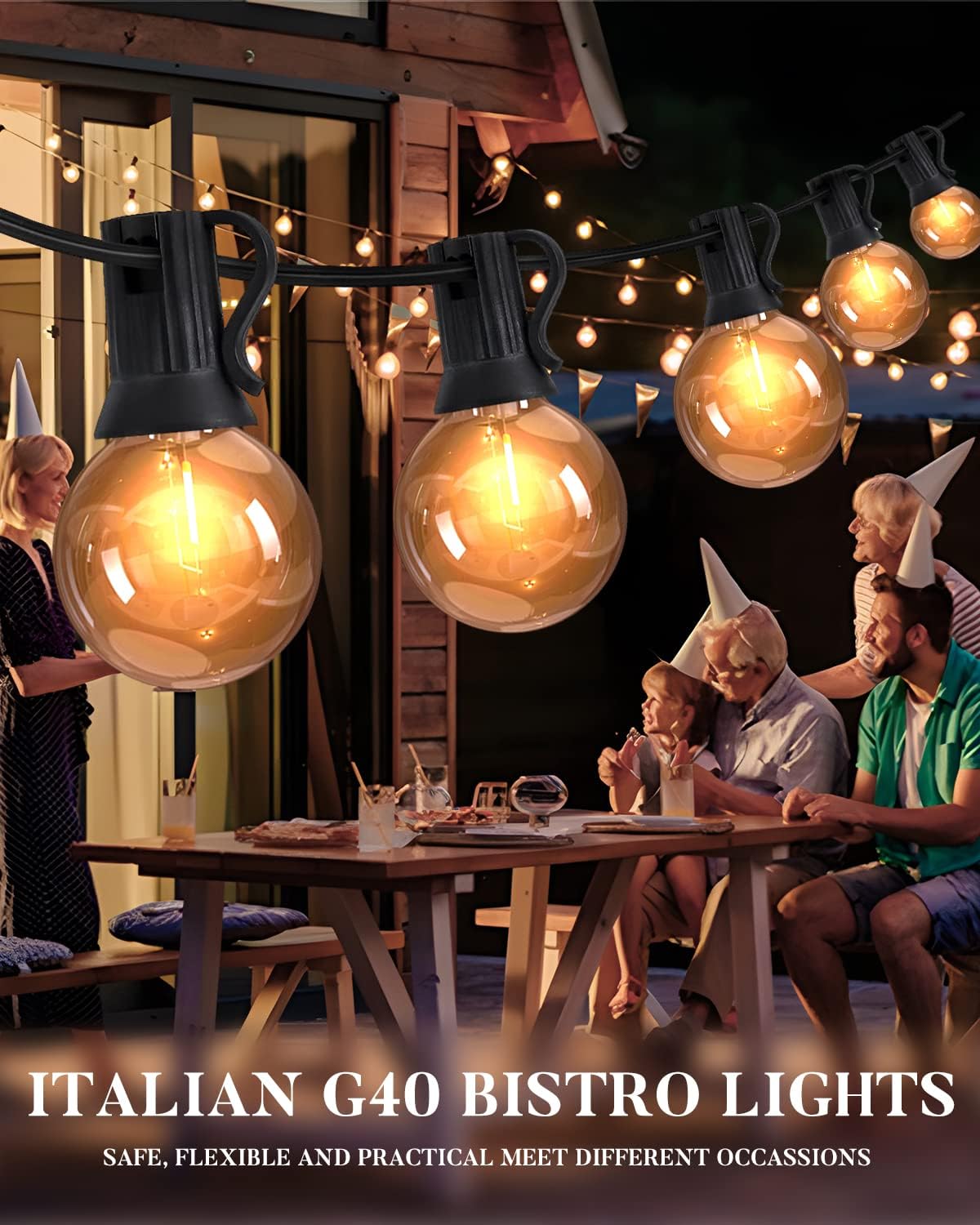 Lightdot 100FT Outdoor Led Patio Lights, ETL Listed Led String Lights with Shatterproof Edison Vitage Bulbs, Commercial Grade Hanging Light for Patio Cafe Bistro Backyard