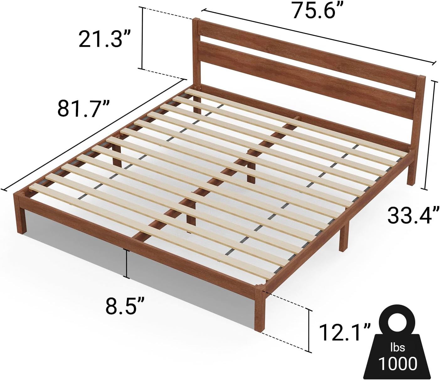 LIFEMENT Classic Wood Platform Bed Frame with Headboard, Essential, Noise Free, Under Bed Storage, No Box Spring Needed, Easy Assembly (Cherry, King (U.S. Standard))