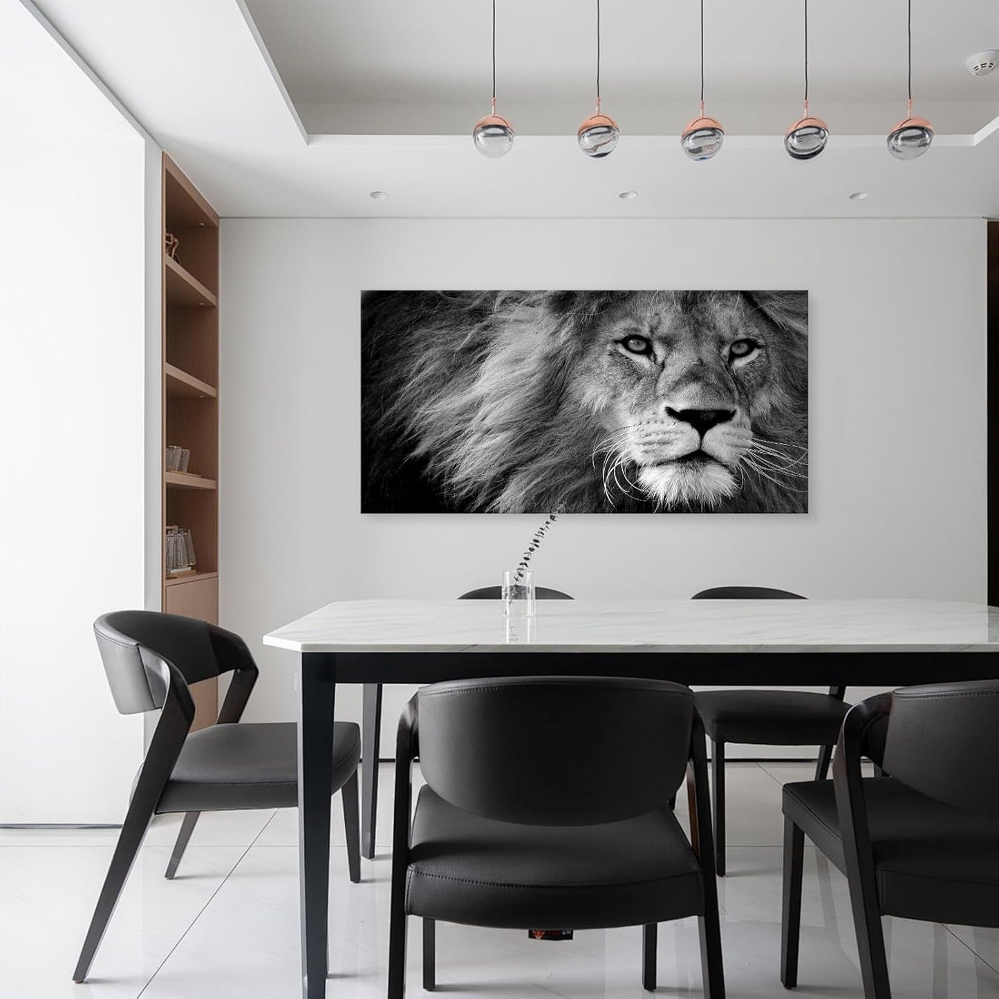 Baisuart D0198 Modern Giclee Canvas Prints Wall Art Stretched Artwork Black and White Lion Pictures to Photo Paintings on Canvas Wall Art for Bedroom Living Room Home Decorations Office Wall Décor