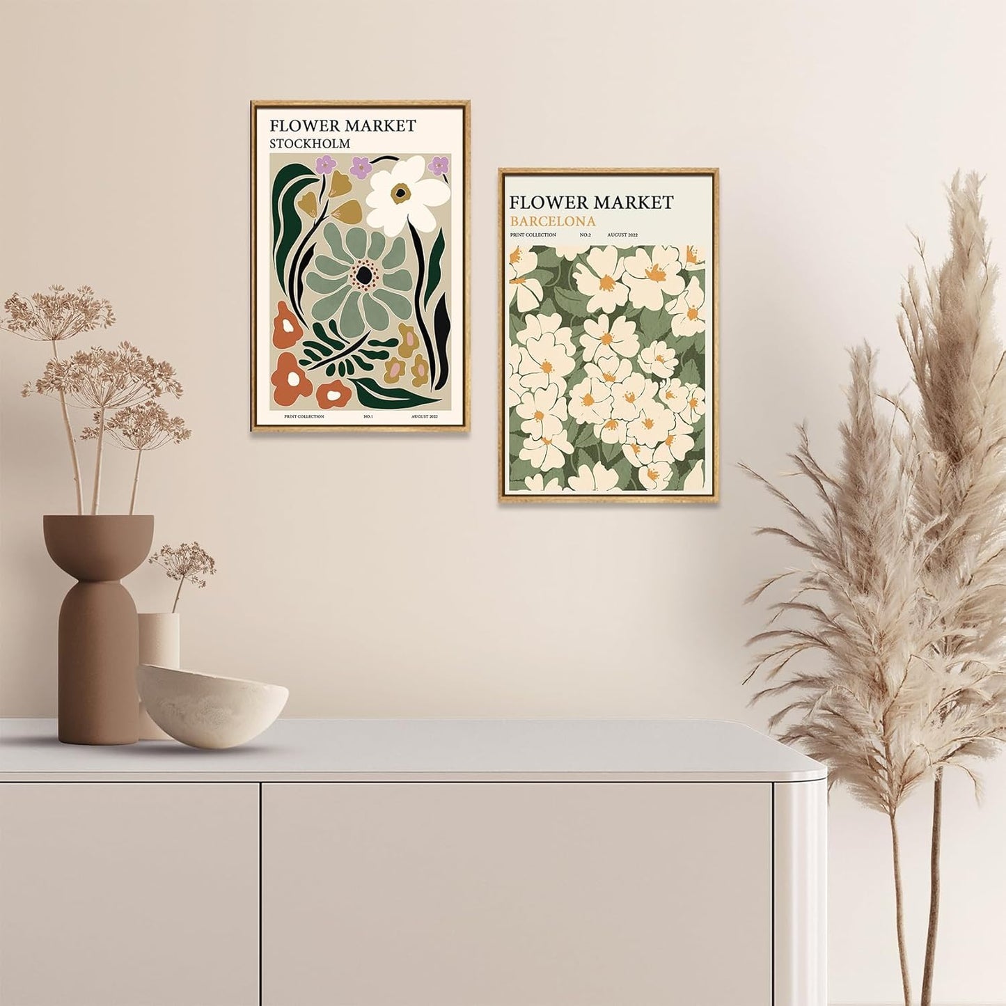 Zzuyi Framed Flower Market Wall Art,Green And White Fresh Art Print for Bathroom, Bed Room, Office Home Decoration Gift- 16"x 24"