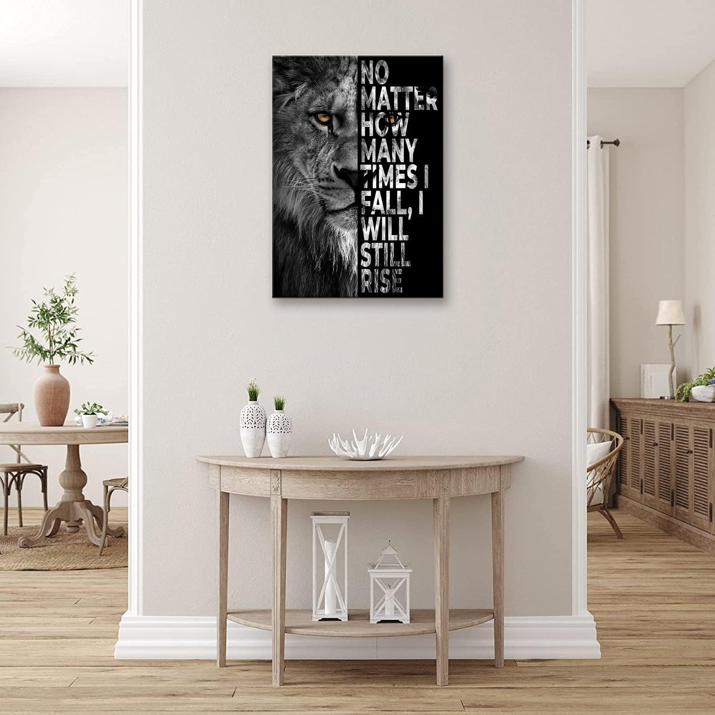 SKASNFAI Lion Canvas Wall Art Black and White Animal Inspirational Motivational Quotes Prints Posters Office Decor Framed Ready to Hang (20x30 inch)