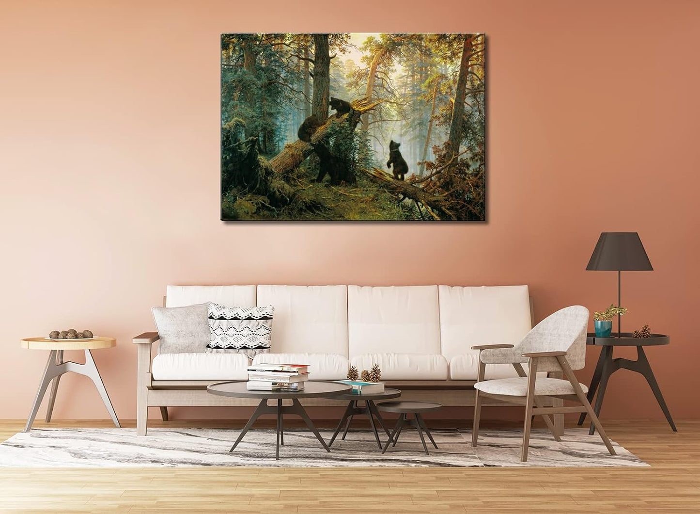 msspart Black Bears in Forest Painting Canvas Wall Art Decor, Ivan Shishkin Artwork Pictures Print for Living Room Bedroom Office Decoration 24"x36"