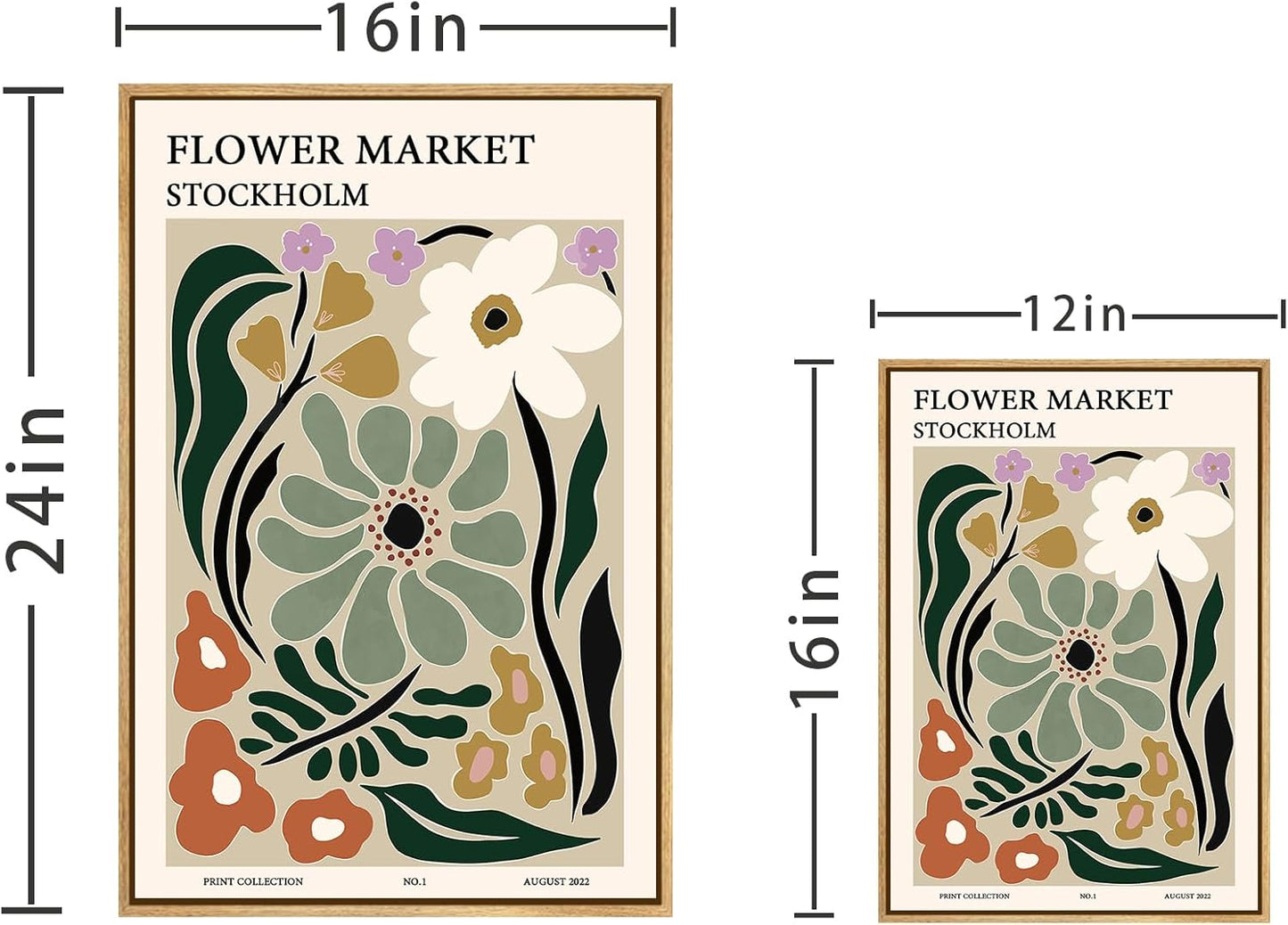 Zzuyi Framed Flower Market Wall Art,Botanical Prints,Green Flower Prints Anthropologie art for Bathroom,Aesthetic Decor-12"x 16"
