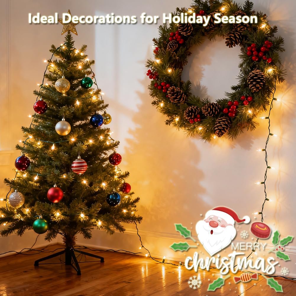 Battery Operated Christmas Lights, 18 FT 50 LED Clear Mini String Lights, 8 Modes with Timer Waterproof Tree Lights for Xmas Indoor Outdoor Holiday Home Decor, Warm White