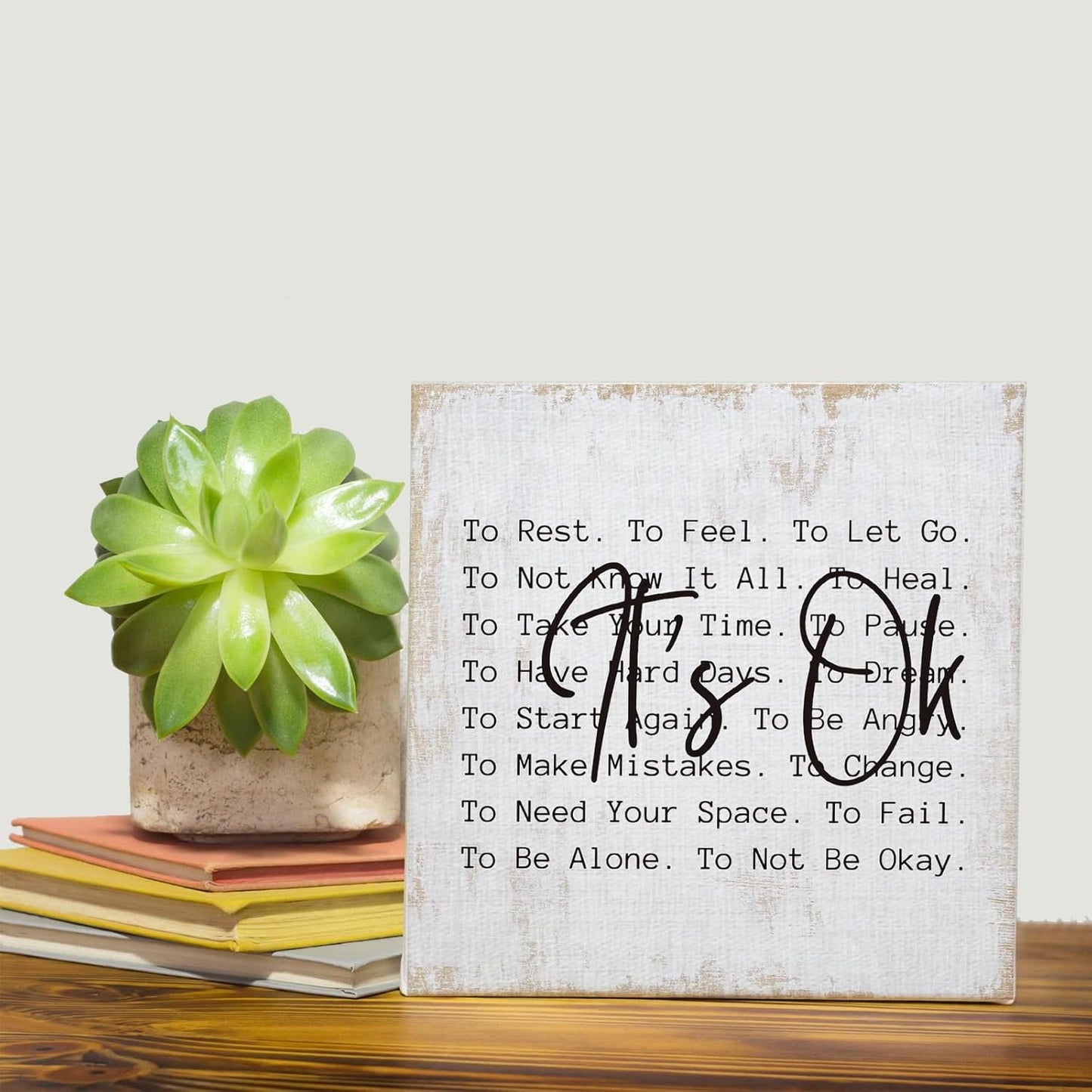 Inspirational Gifts for Women Men Canvas Wall Art Framed Painting Prints Wall Decor Motivational Decorative Mental Health Decorations for Bathroom Home Decor Office Accessories,11.8x11.8 Inch