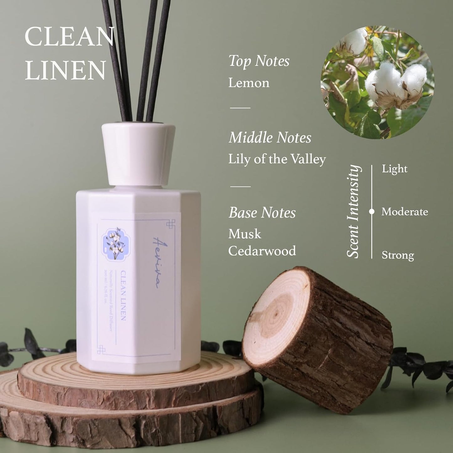 Reed Diffuser Set, 6.7 oz Clean Linen Scented Reed Diffusers for Home with Sticks, Home Fragrance Oil Scent Diffuser for Bathroom, Decor & Gift