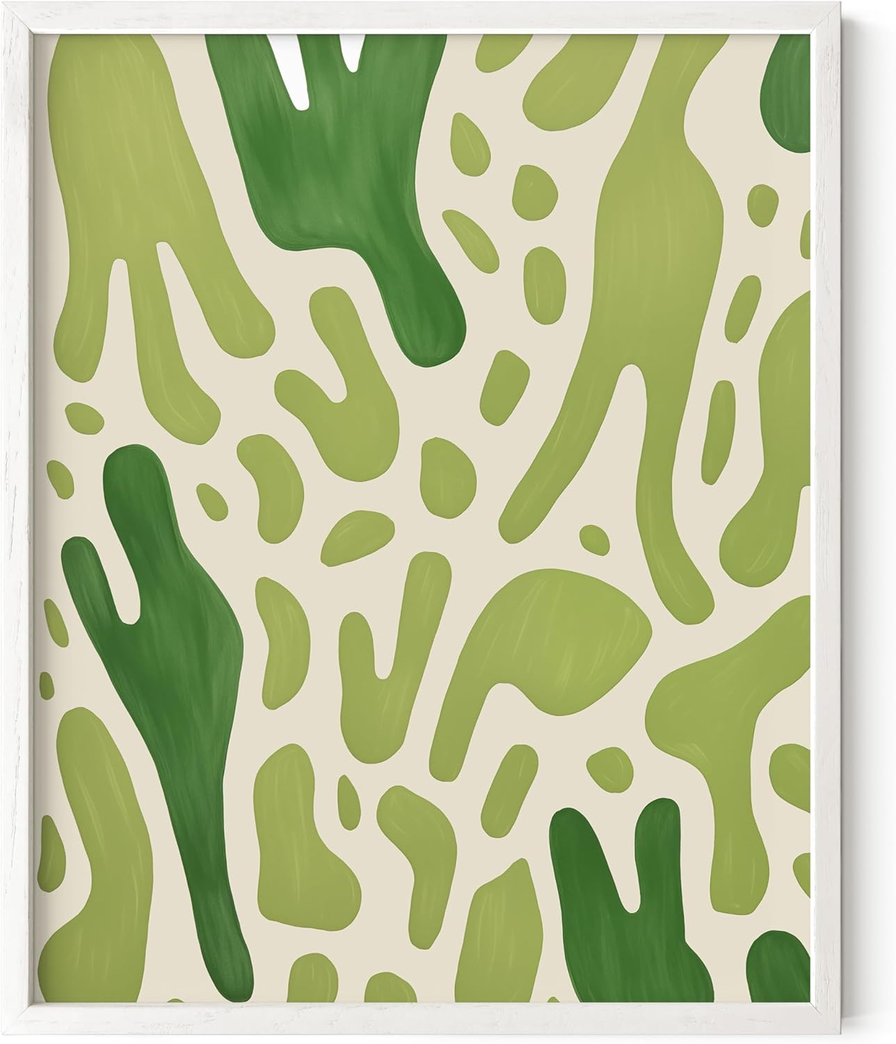 HAUS AND HUES Modern Abstract Wall Art - Blue and Green Living Room Art, Modern Artwork for Walls, Minimalist Picture for Living Room(Green Pattern, White Frame, 16x20)