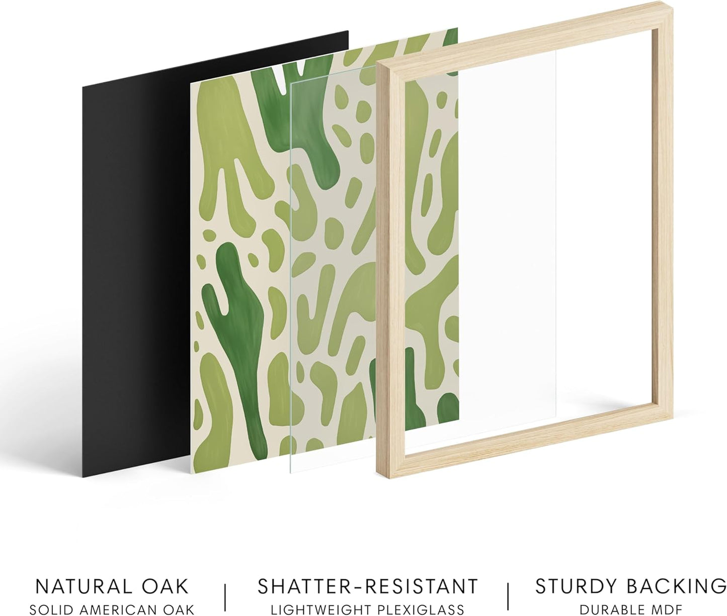 HAUS AND HUES Modern Abstract Wall Art - Blue and Green Living Room Art, Modern Artwork for Walls, Minimalist Picture for Living Room(Green Pattern, Beige Frame, 24x36)