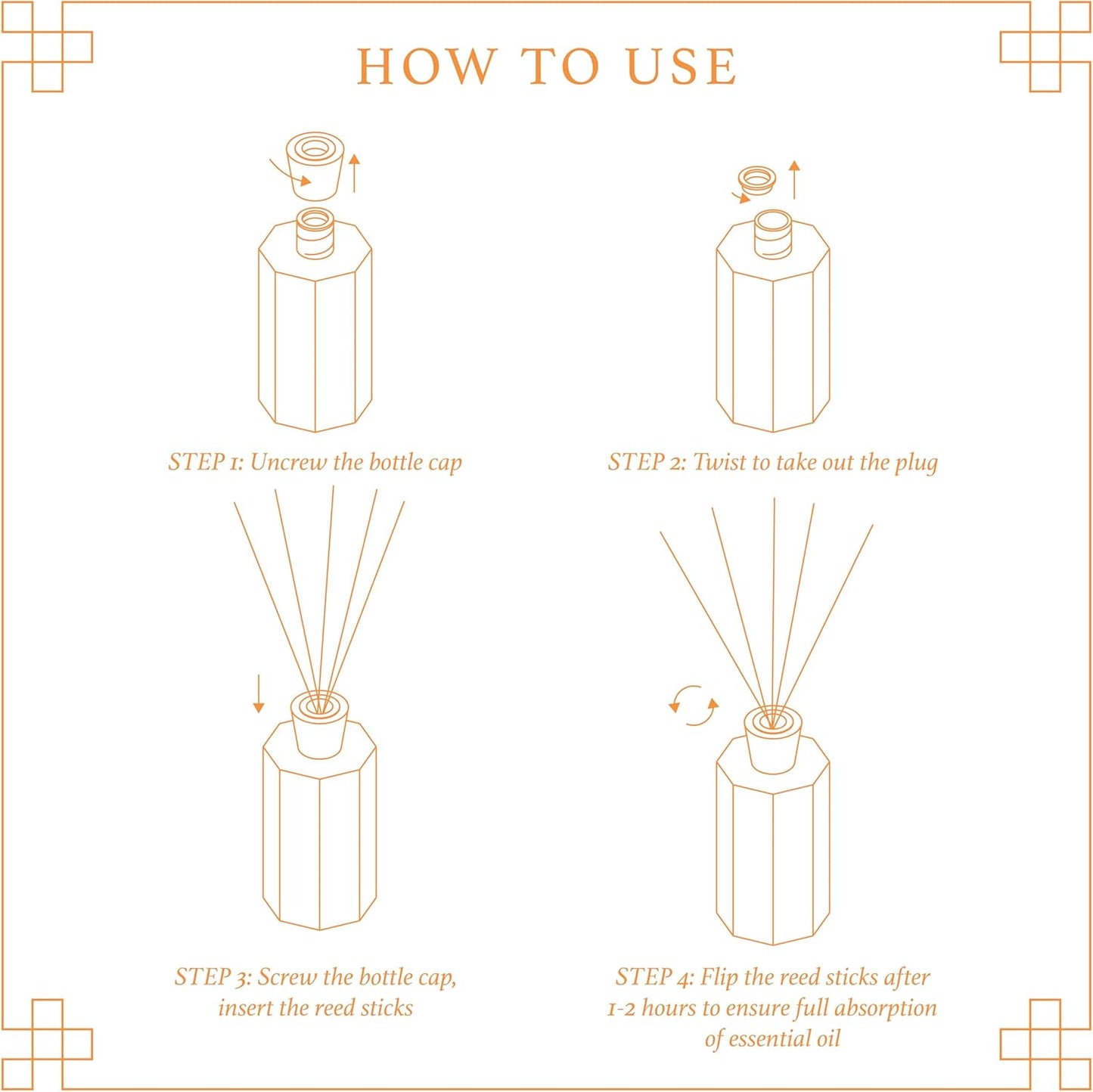 Reed Diffuser Set, Citrus Scented Oil Diffuser, 6.76 fl oz (200 ml) Home Fragrance Diffuser with Reed Sticks, Air Fresheners for Home, Bathroom Shelf Decor