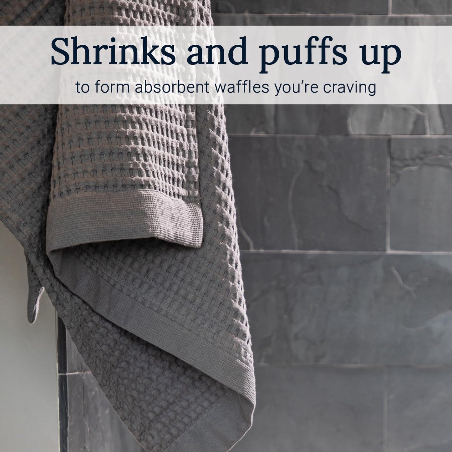 GILDEN TREE Waffle Hand Towels for Bathroom Quick Dry Large Luxury Lint Free Super Absorbent Cotton Hand Towels Set of 2, Modern Style (Slate)