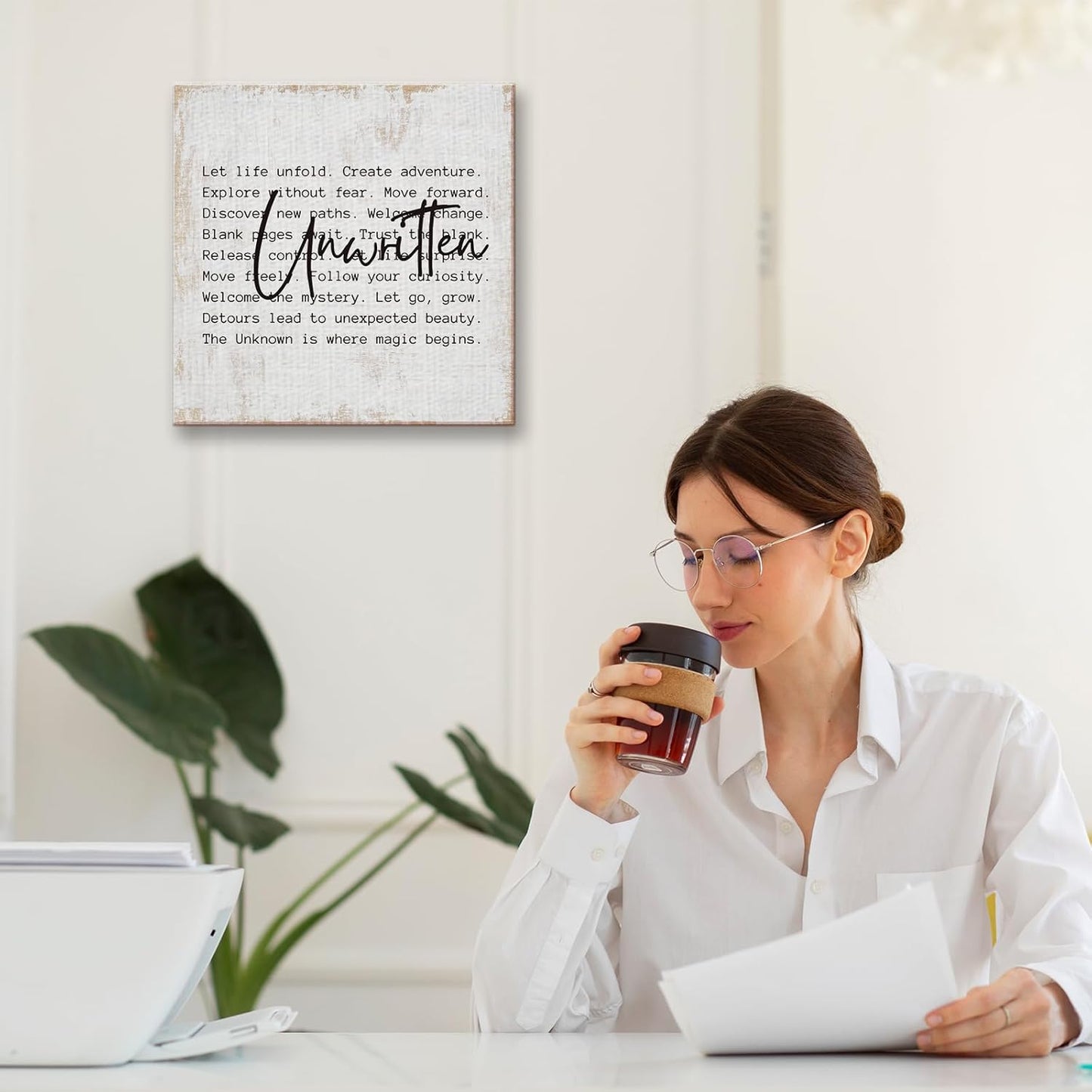 Inspirational Gifts for Women Men Canvas Wall Art Framed Painting Prints Wall Decor Motivational Decorative Mental Health Decorations for Framhouse Home Decor Office Accessories,11.8x11.8 Inch