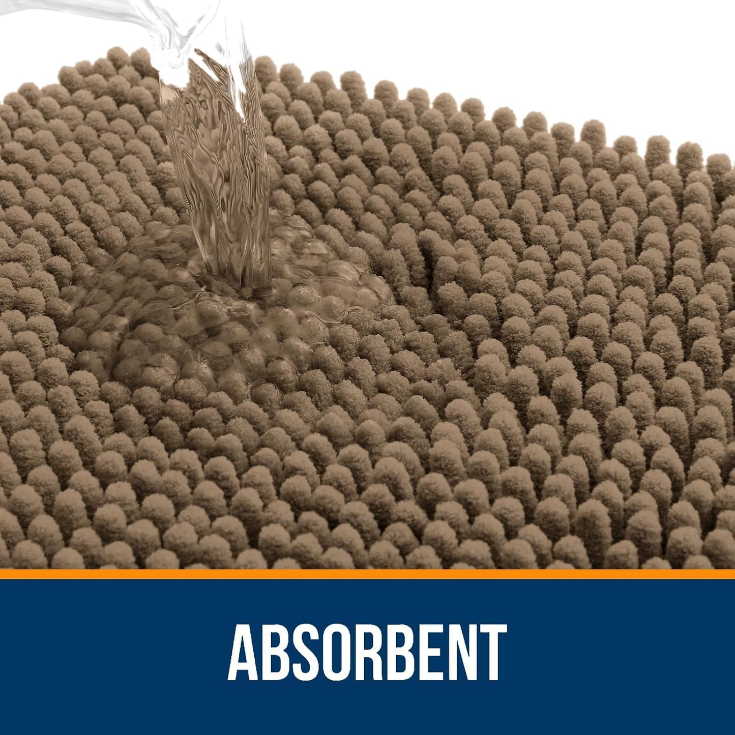 OLANLY Bathroom Rugs Sets 3 Piece, Soft Absorbent Chenille Bath Mats and U-Shaped Contour Toilet Rug, Quick Dry, Home Decor Accessories, Bath Mat Set for Bathroom (36"x24"+24"x16"+24"x20", Tan)