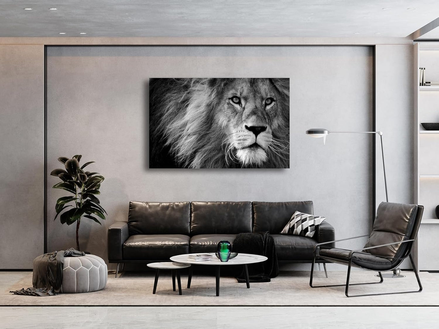 Baisuart D0169 Modern Giclee Canvas Prints Wall Art Stretched Artwork Black and White Lion Pictures to Photo Paintings on Canvas Wall Art for Bedroom Living Room Home Decorations Office Wall Décor