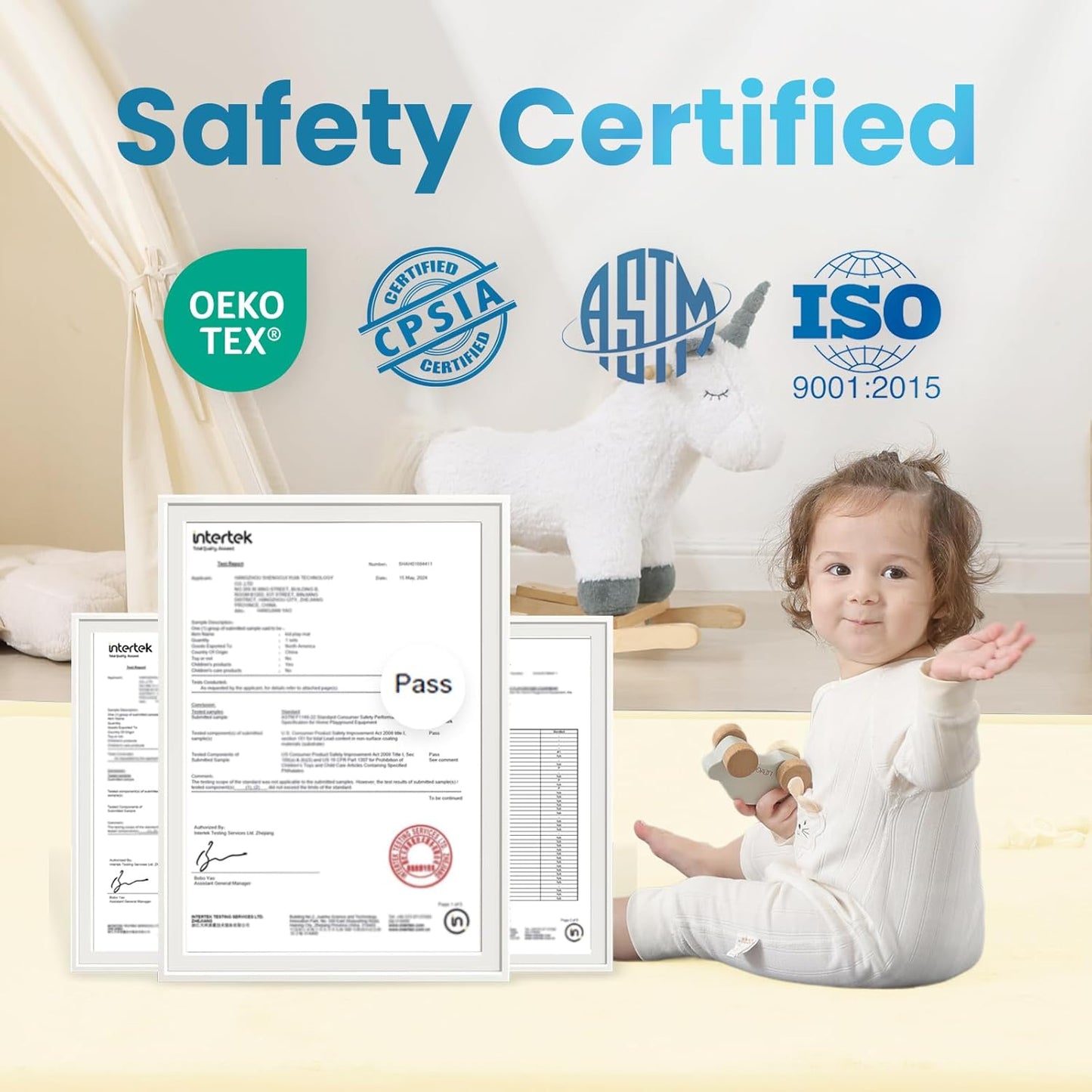 1.3" Thick Baby Play Mat for Floor, 28x72 Foam Tummy Time Mat, Padded Support Soft Plush Bedside Rugs for Infant Kids Toddler Crawling Kick Activity (Ivory)