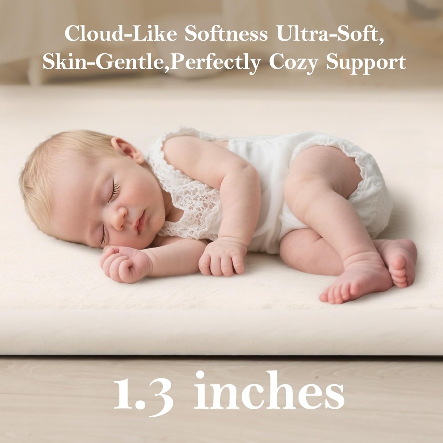 Baby Play Mat for Floor, 1.3"Thick Extra Large Cushioning Memory Foam Playpen Mat, Soft Coral Velvet Baby Crawling Mat with Non-Slip Backing (Dark Blue, 79"×118"×1.3")