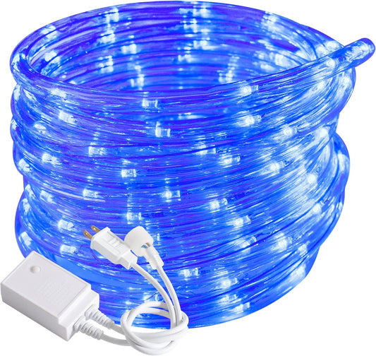 Waterproof LED Rope Lights, Connectable & Flexible with 8 Modes, Outdoor Lighting for Deck, Garden, Pool, Patio & Christmas Decor (Blue, 20ft)