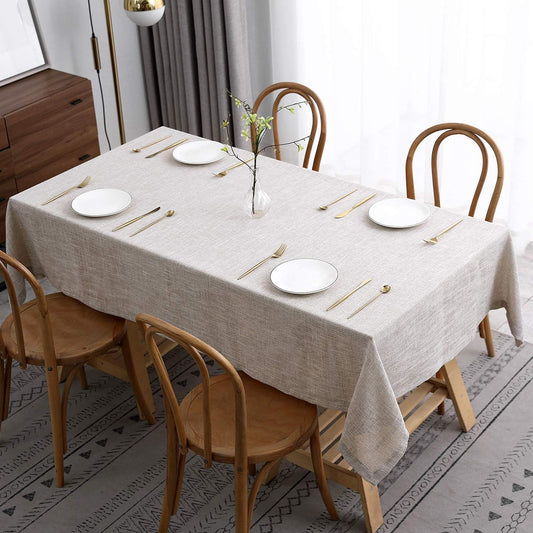 maxmill Flaxy Faux Linen Tablecloth with 2-Tone Slubby Yarn Textured Weaves Wrinkle Resistant Anti-Shrink Soft Table Cloth for Kitchen Dining Restaurant Tabletop Rectangle 60 x 120 Inch Linen
