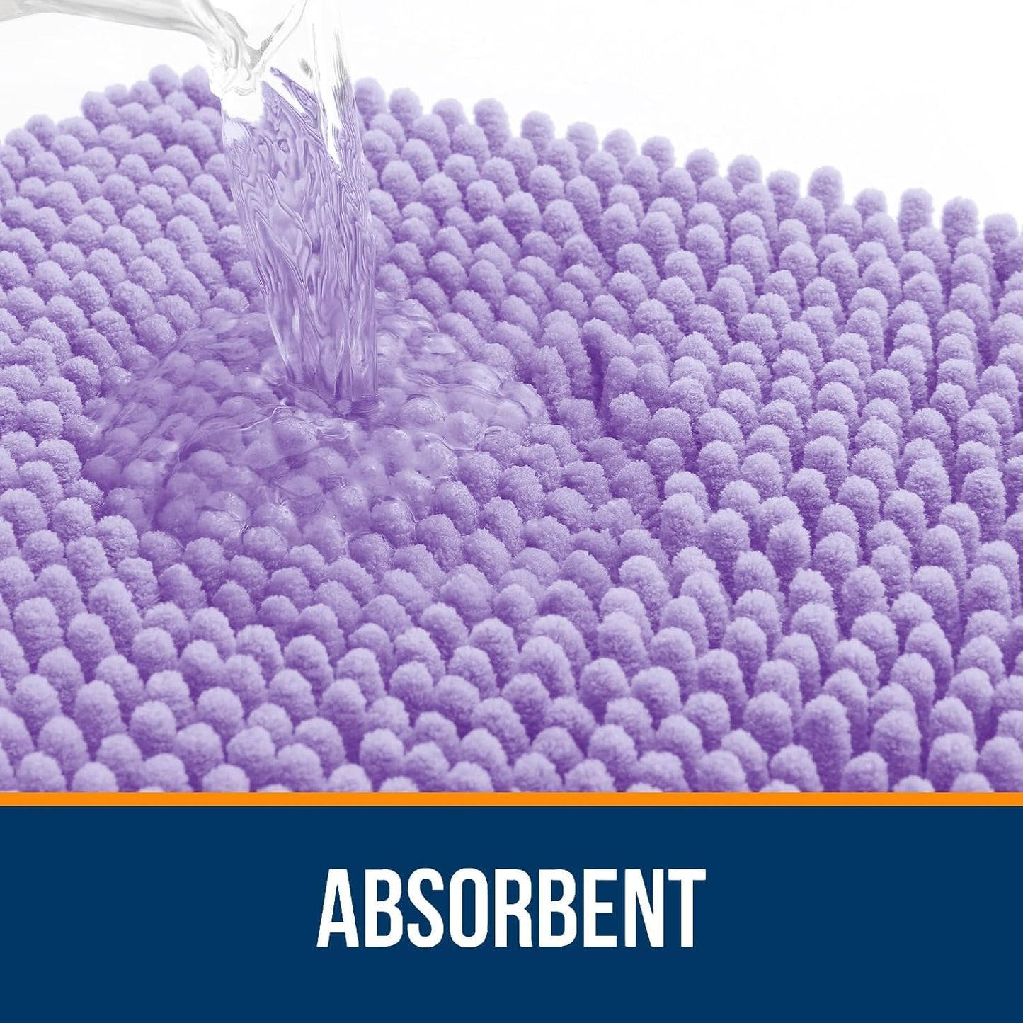 OLANLY Bathroom Rugs Sets 2 Piece, Soft Absorbent Chenille Bath Mats and U-Shaped Contour Toilet Mat Area Rug Set, Machine Washable Bath Carpet, Home Decor Accessories(24"x16"+24"x20", Lavender)