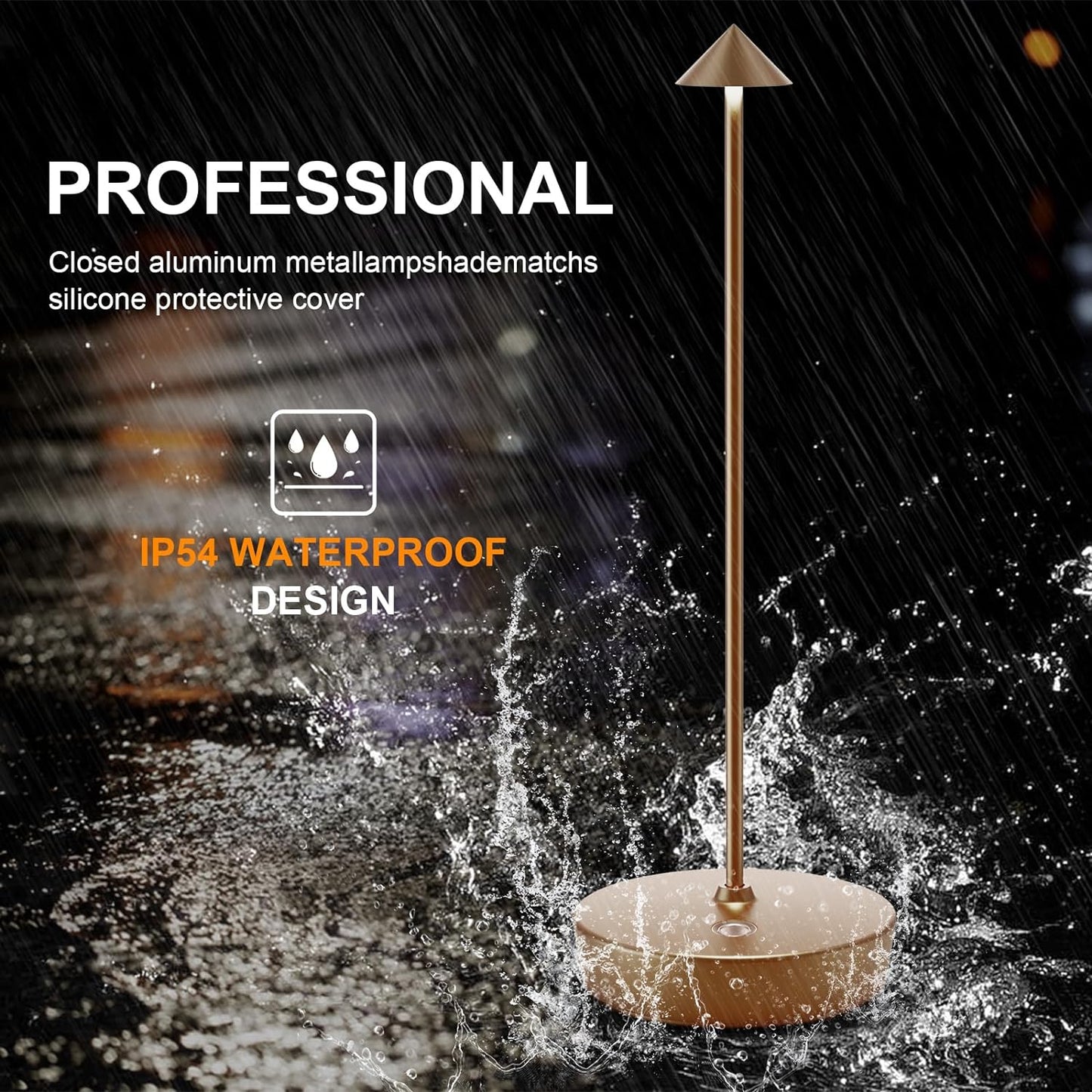 Rechargeable Cordless Table Lamp, Portable Powered LED Battery 6000mAh Metal USB Desk Lamp, 3 Levels Brightness Light for Restaurants Outdoor (Titanium)