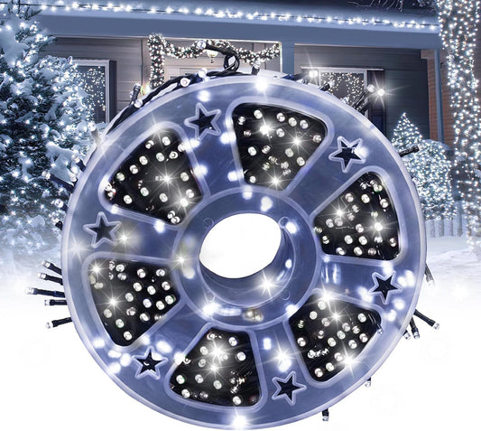 Kwaiffeo White Christmas Lights: 500LED 164FT 8 Modes String Lights for Xmas New Year Wedding Decorations Outdoor Indoor