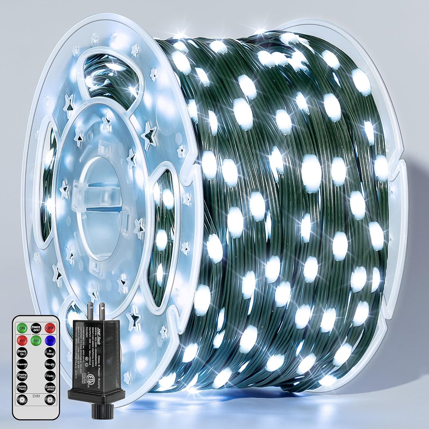 Christmas Lights 1200 LED 394 FT, Waterproof Outdoor String Lights with Remote and Timer, Christmas Tree Lights with 8 Modes Dimmable, Fairy Lights for Holiday Decor (Cool White)