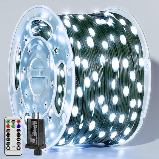 Christmas Lights 1200 LED 394 FT, Waterproof Outdoor String Lights with Remote and Timer, Christmas Tree Lights with 8 Modes Dimmable, Fairy Lights for Holiday Decor (Cool White)