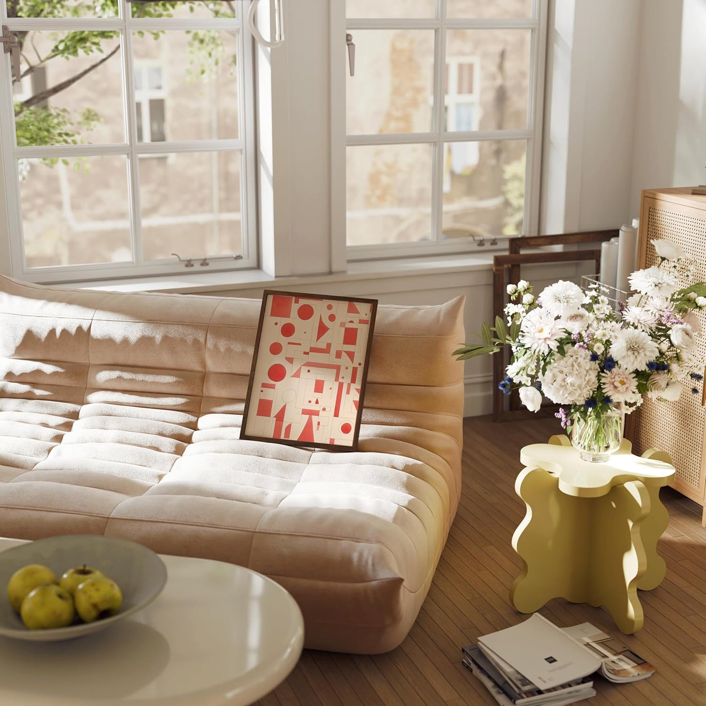 HAUS AND HUES Red Geometric Art Print with Walnut Oak Frame 12x16