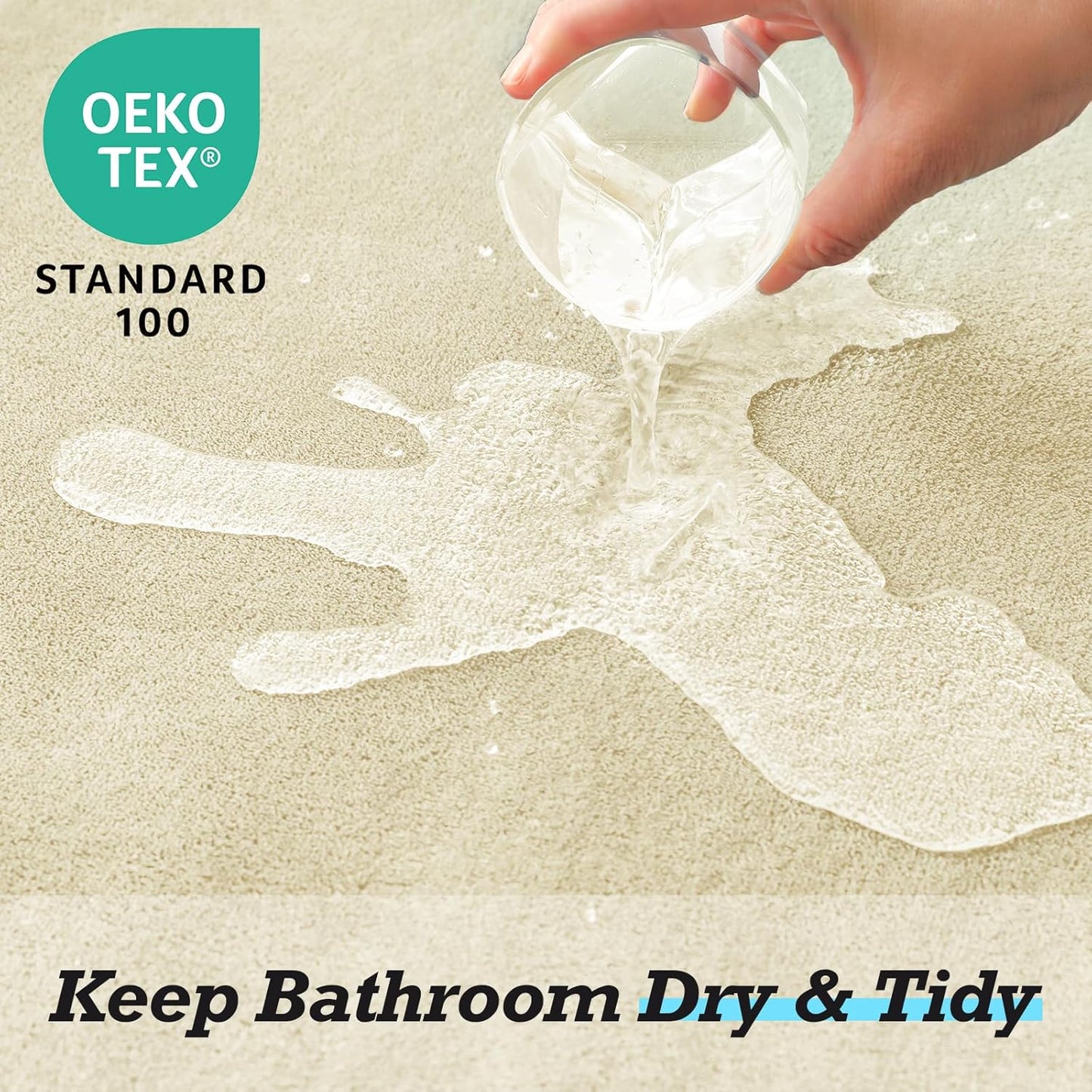 HUXMEYSON Bathroom Rugs Sets 3 Piece, Non-Slip & Quick Dry Bath Mat Set, Ultra Soft Velvet Bath Rugs for Bathroom, Toilet and Shower Floor, Ivory