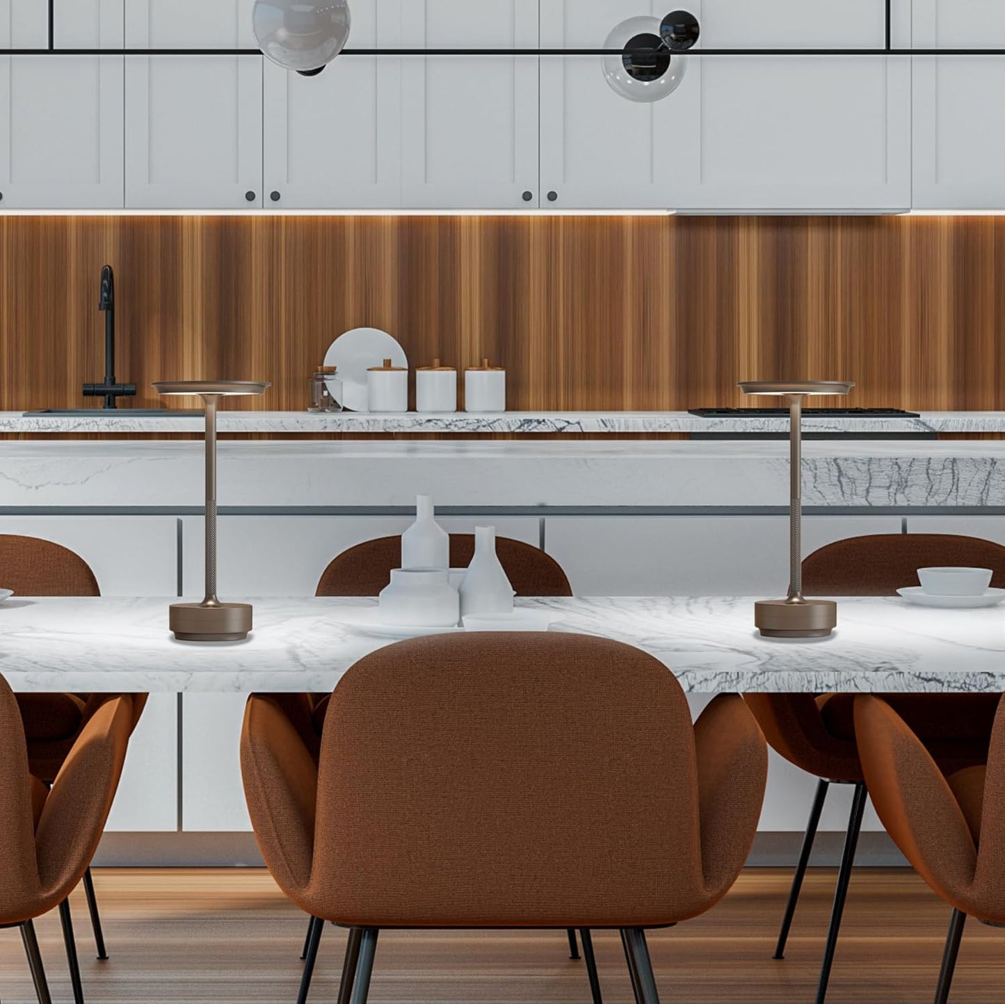 Rechargeable Cordless Table Lamps,Portable 5000mAh LED Table Light, 3 Color Stepless Dimming Battery Powered Metal Table Lamp for Outdoor/Patio/Restaurant/Camping.(Cafe)