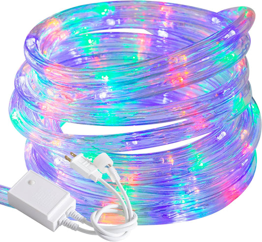 Waterproof LED Rope Lights, Connectable & Flexible with 8 Modes, Outdoor Lighting for Deck, Garden, Pool, Patio & Christmas Decor (Multicolor, 50ft)