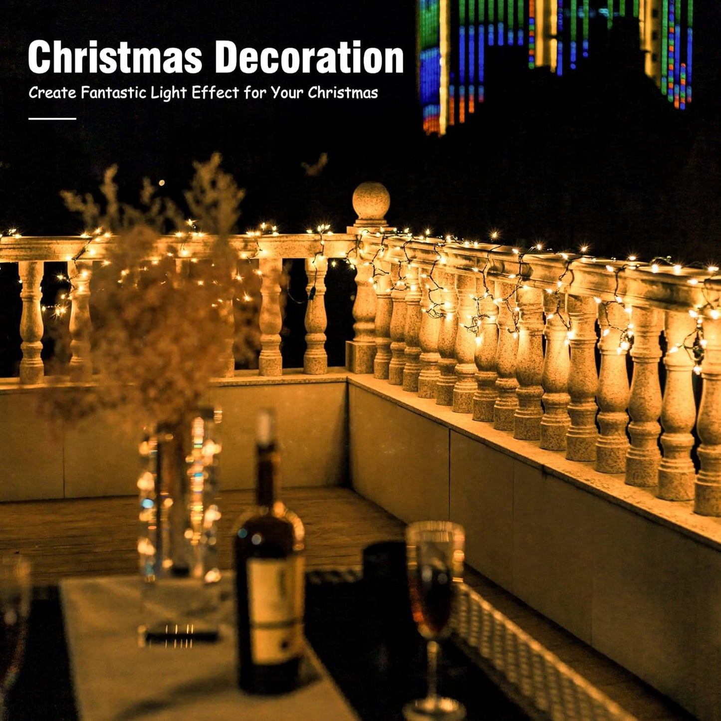 Hopolon 2 Pack 13ft 50 Clear Mini Christmas String Lights on Green Wire Cord, UL Approved for Indoor/Outdoor Use,Connectable 120V Clear Tree Lights for Wedding, Bedroom, Porch Decor(Warm White)