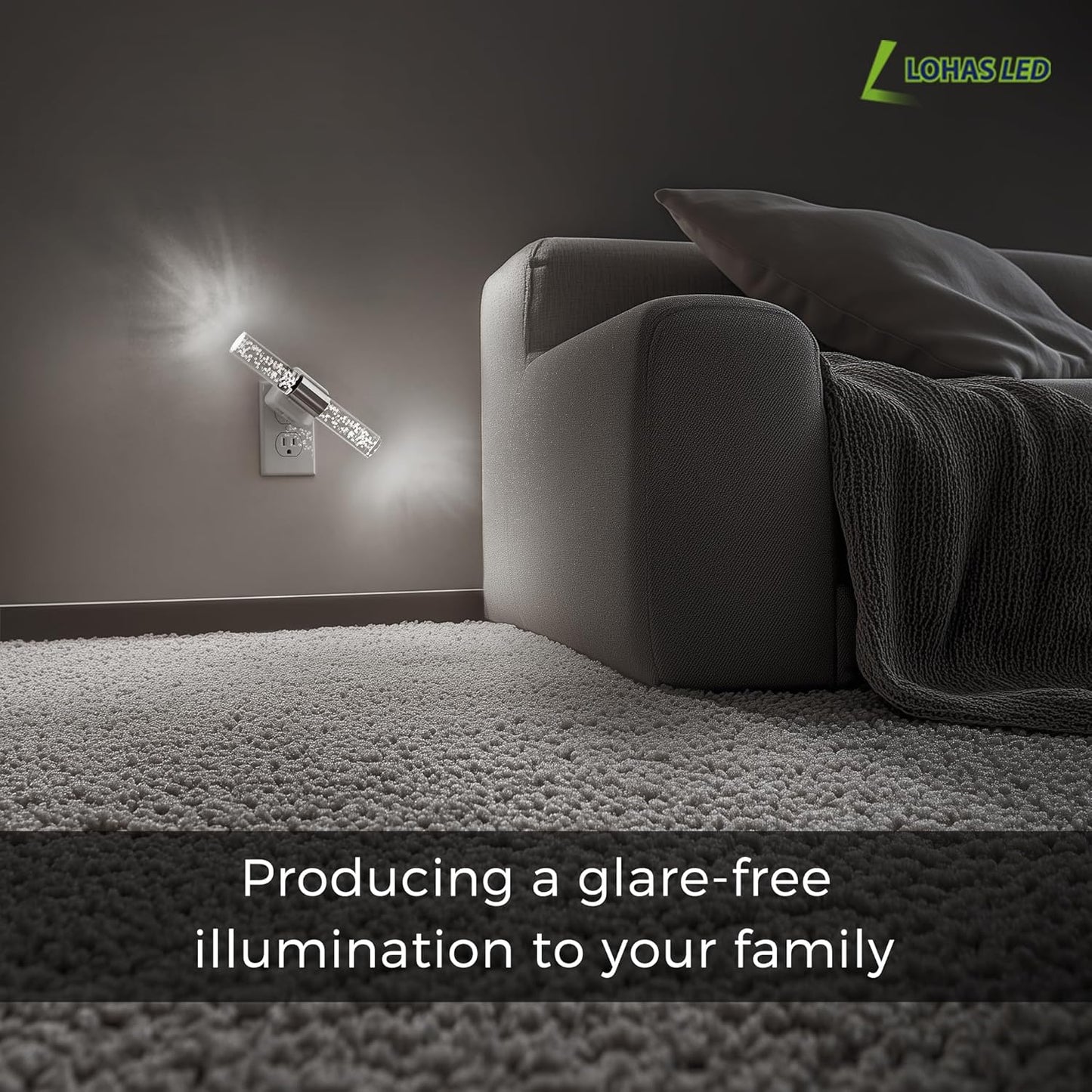 L LOHAS LED Bright Night Light, Night Lights Plug into Wall, 180° Rotating, Auto Light Sensor, Daylight White 5000K, Dimmable Nightlights for Bedroom Bathroom Hallway, 1 Pack