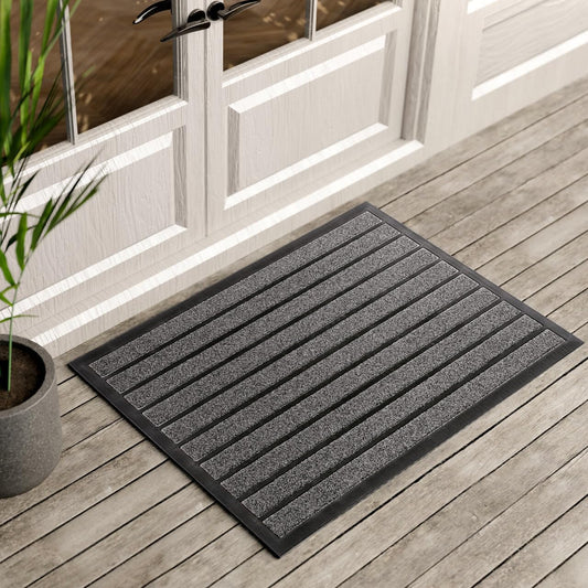 ubdyo Extra Durable Door Mat - Dirt Trapping Outdoor Welcome Mats - Non-Slip Outdoor Indoor Entrance - Low Profile Front Doormat (36" x 24", Bright Grey)
