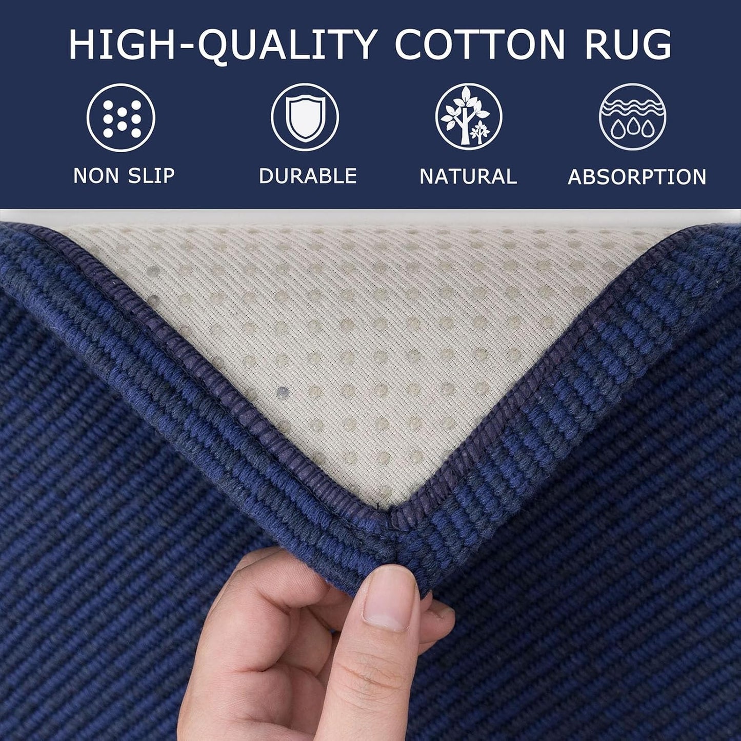 KOZYFLY Washable Runner Rug 3x16 ft Hallway Kitchen Runner Rugs with Rubber Backing Bobo Non Slip Entryway Runner Indoor, Long Carpet Runners for Hall Kitchen Entryway, Royal Blue