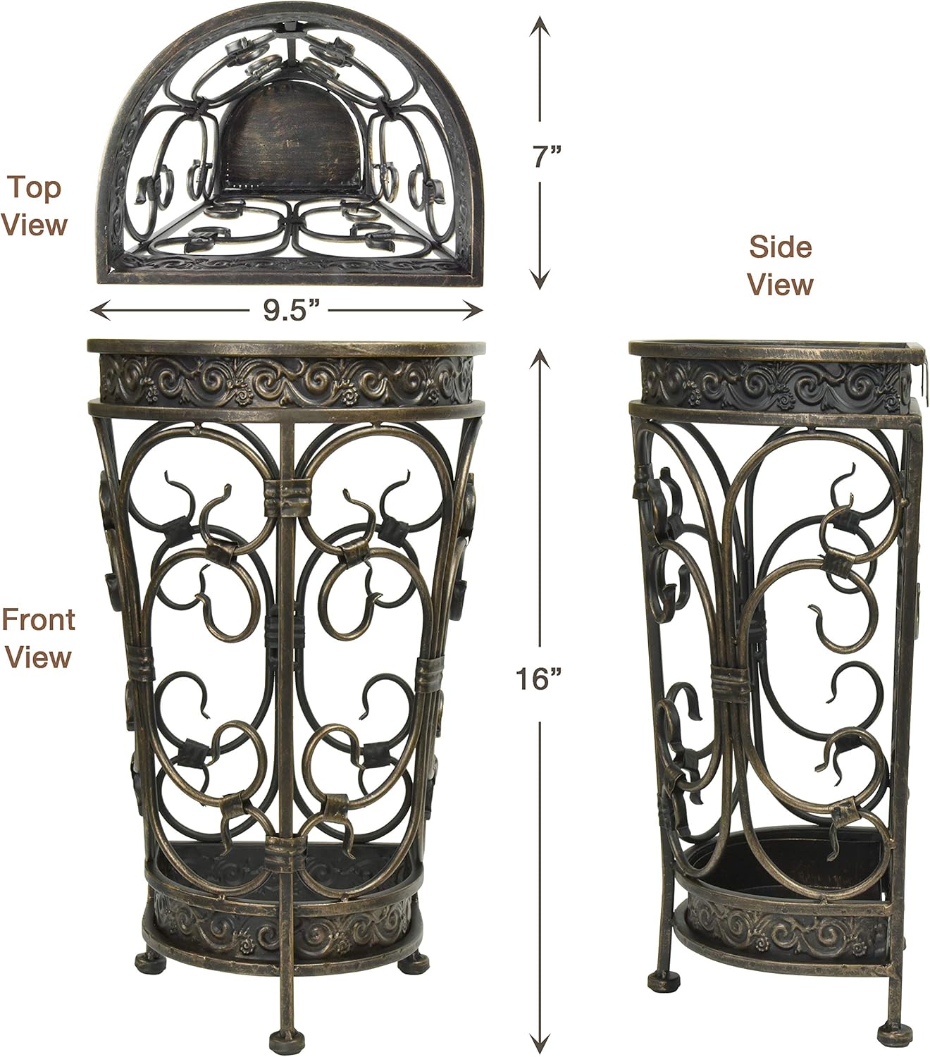 Dualplex Super Quality Umbrella Stand, Umbrella Holder Antique Look Metal Entry Hallway Décor, Wallside Style w/Removable Drip Tray Home Office Decoration Rack Holds Umbrellas Canes Walking Stick