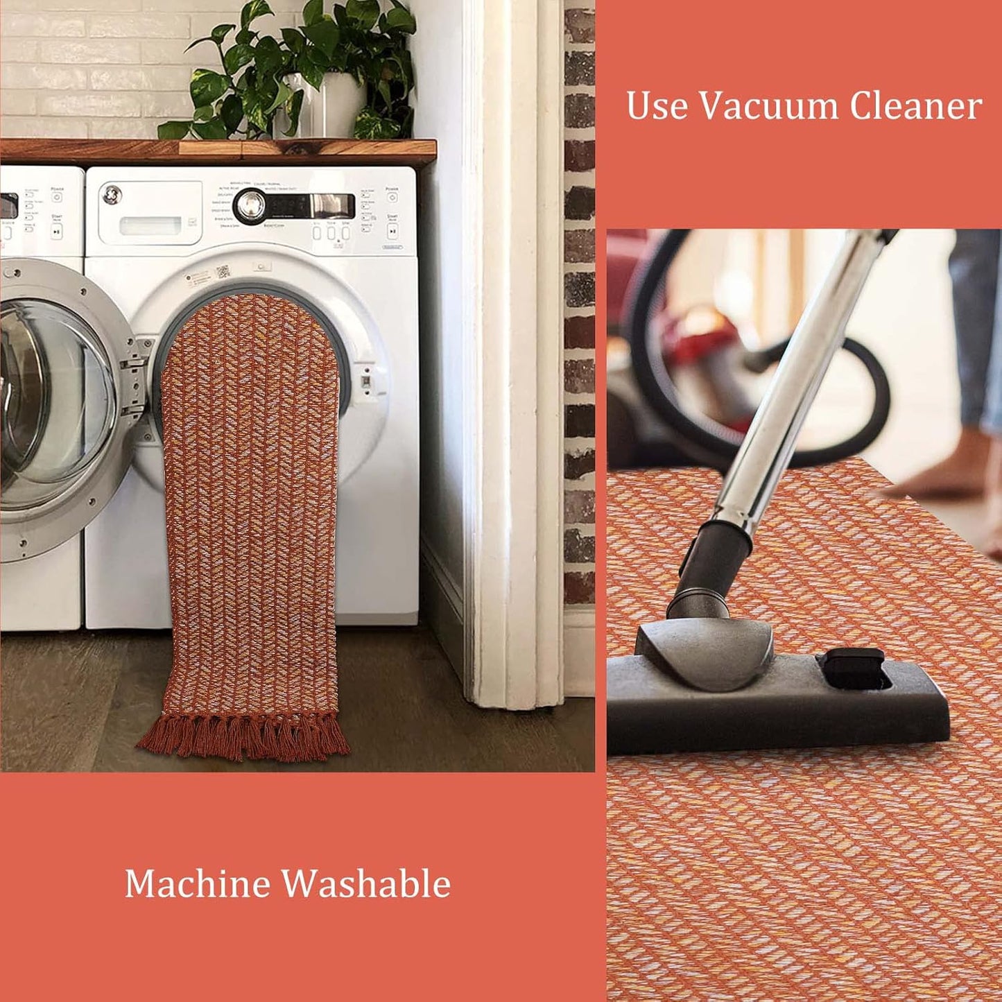 Lahome Boho Bathroom Runner, 2x6 Fall Rug Runners for Hallways Lightweight Laundry Room Rugs Washable Runner Rug with Tassels, Farmhouse Carpet Non Shedding Throw Rugs for Entryway Bedroom