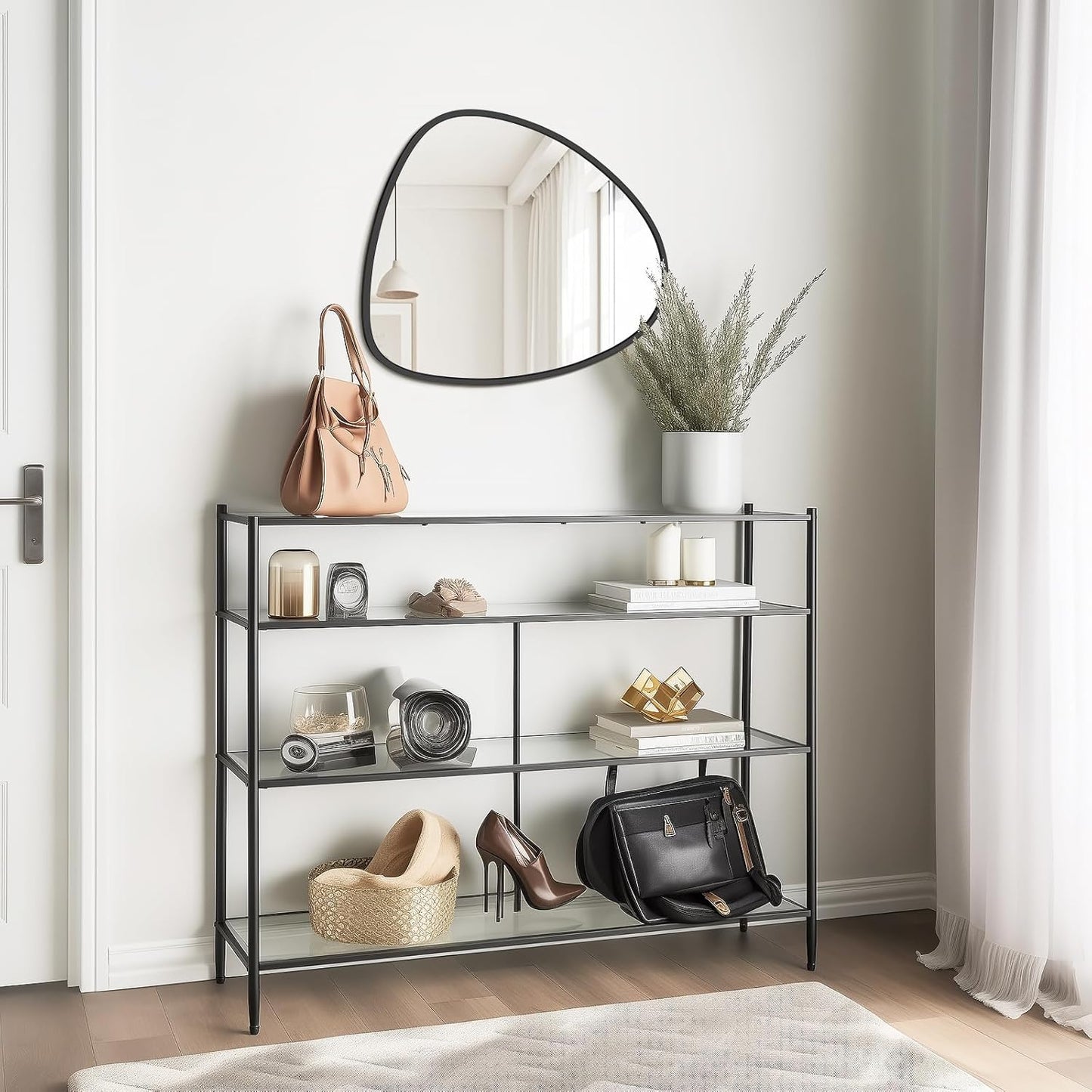 WallBeyond Asymmetrical Mirror, Irregular Wall Mirror, Wall Mirrors Decorative for Bedroom Living Room entryway Hall, Wall Mirror for mid Century Modern Decor 25" H x 20" W, Black